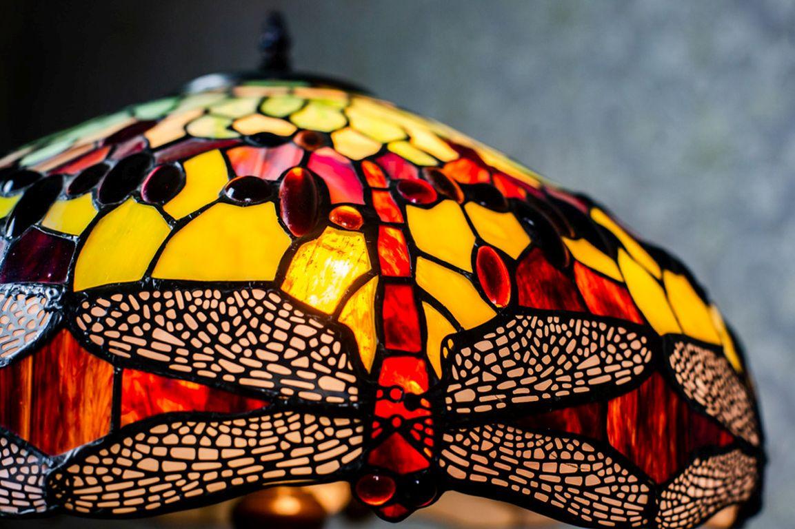 20th Century Stained Glass Lamp in style of Tiffany & Co.  1