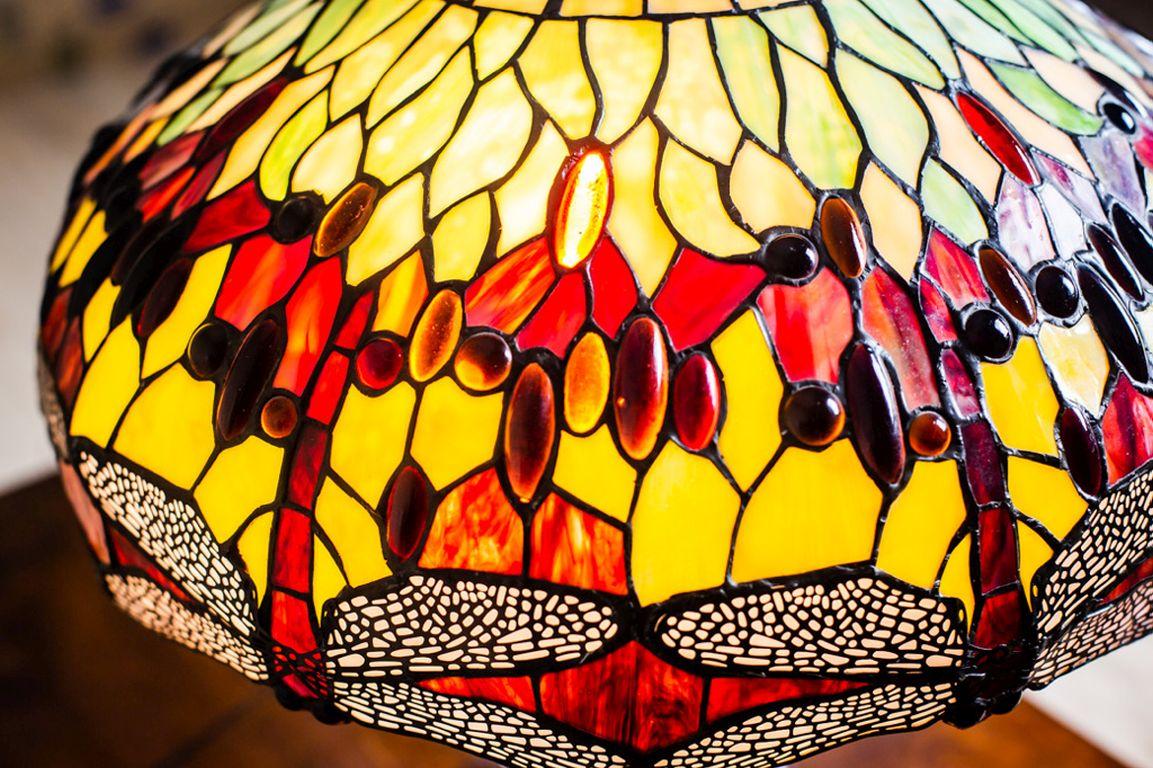 20th Century Stained Glass Lamp in style of Tiffany & Co.  2