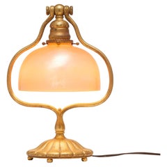 20th Century Tiffany Studios Desk Lamp , Gilt Brass Bell-Shaped Shade, Model 424