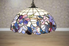 20th-Century Tiffany Style Hanging Lamp With Multicolored Shade