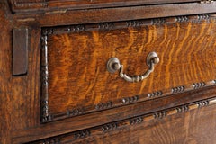 20th-Century Tiger Oak Fall-Front Secretary Desk on Barley Twist Legs