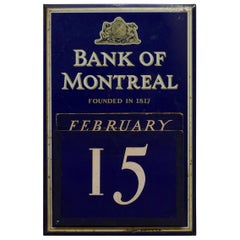 Used 20th Century Tin Plate Perpetual Calendar from Bank of Montreal, 1817