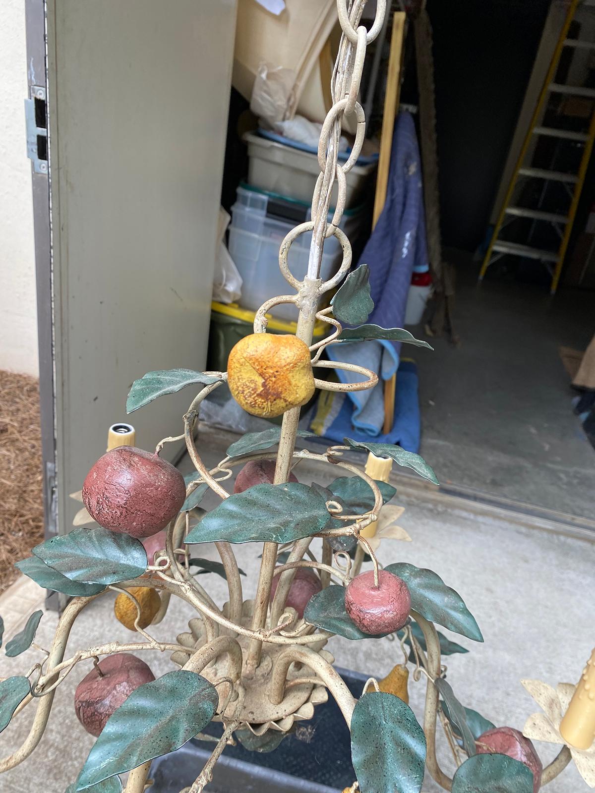 20th Century Tole Six Arm Chandelier with Fruit 1