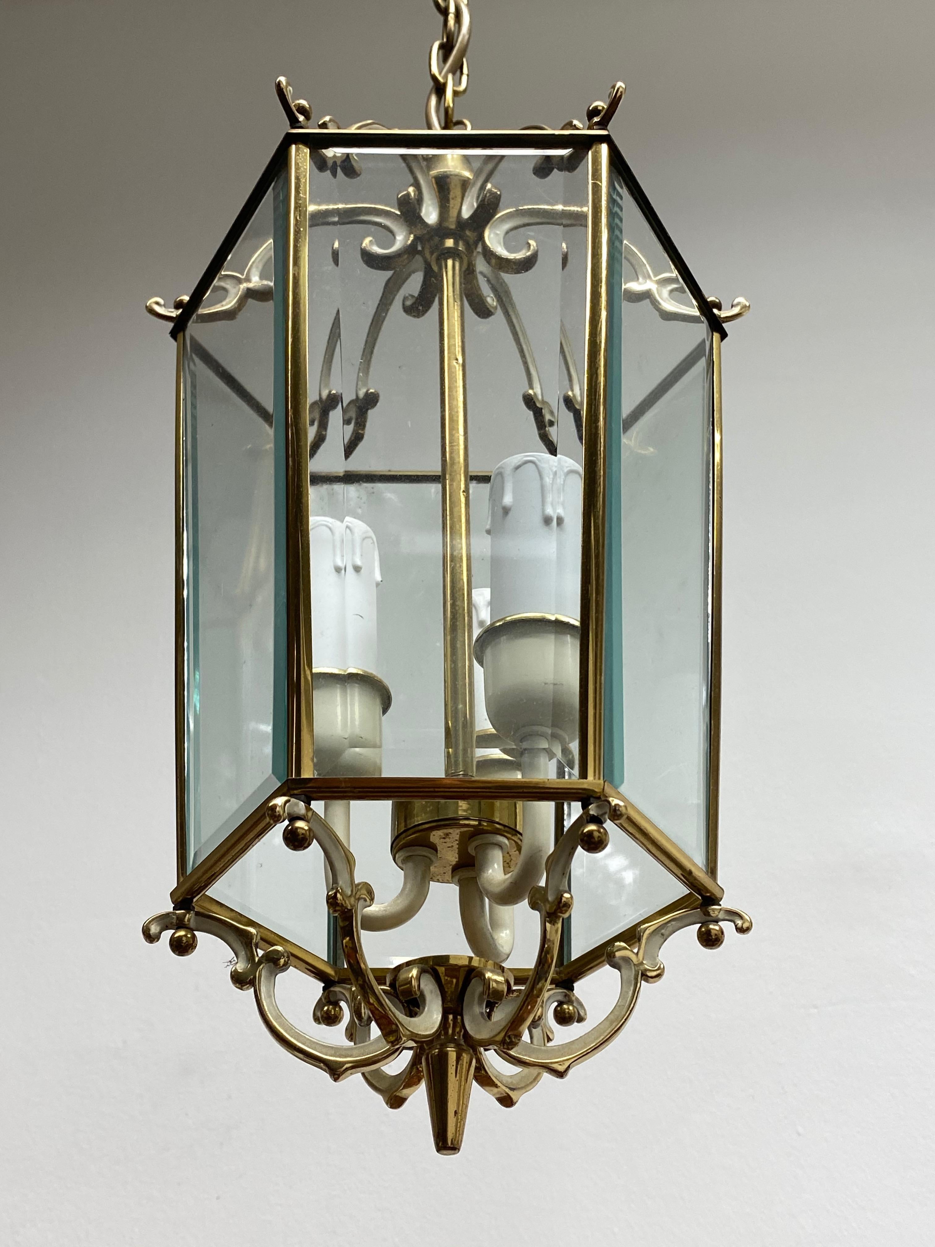 20th Century Tole Style 3-Light Hanging Lantern Light, German, 1960s For Sale 4