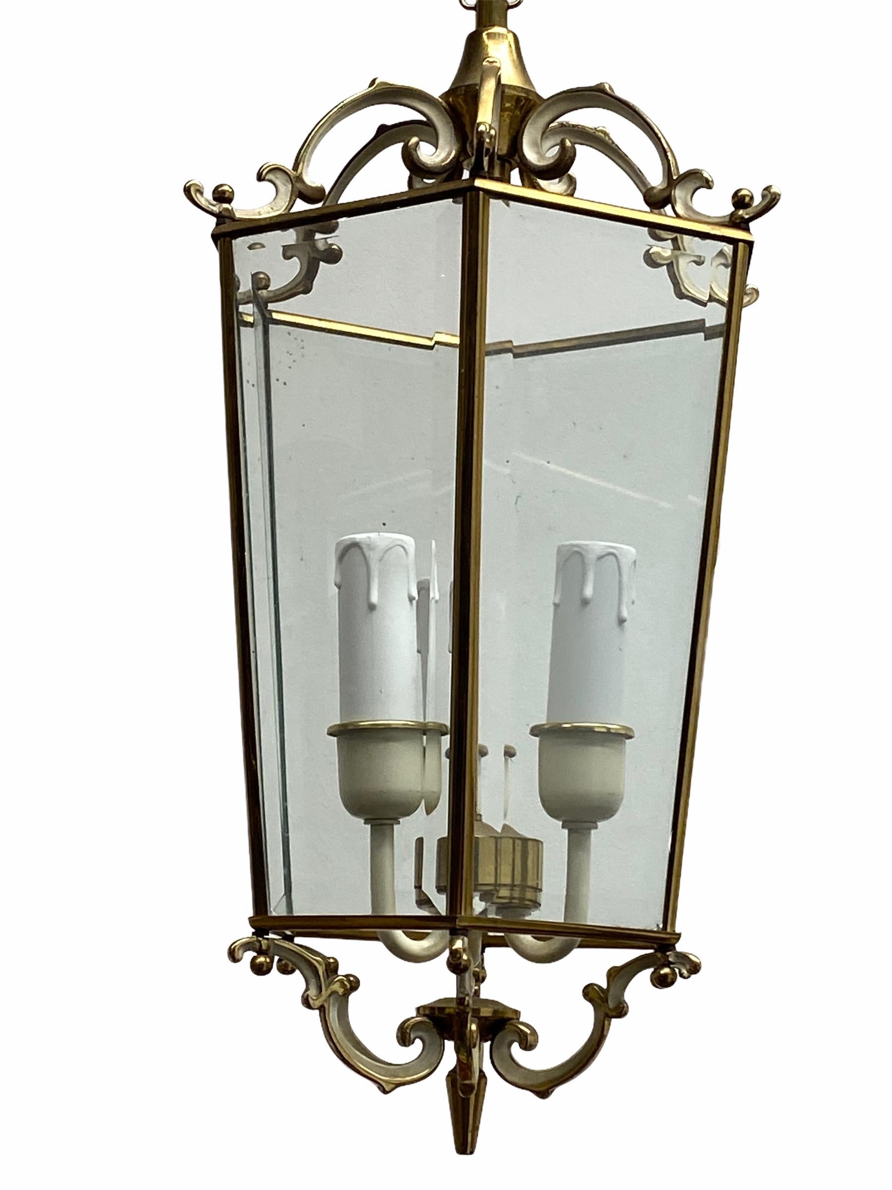 Hollywood Regency 20th Century Tole Style 3-Light Hanging Lantern Light, German, 1960s For Sale