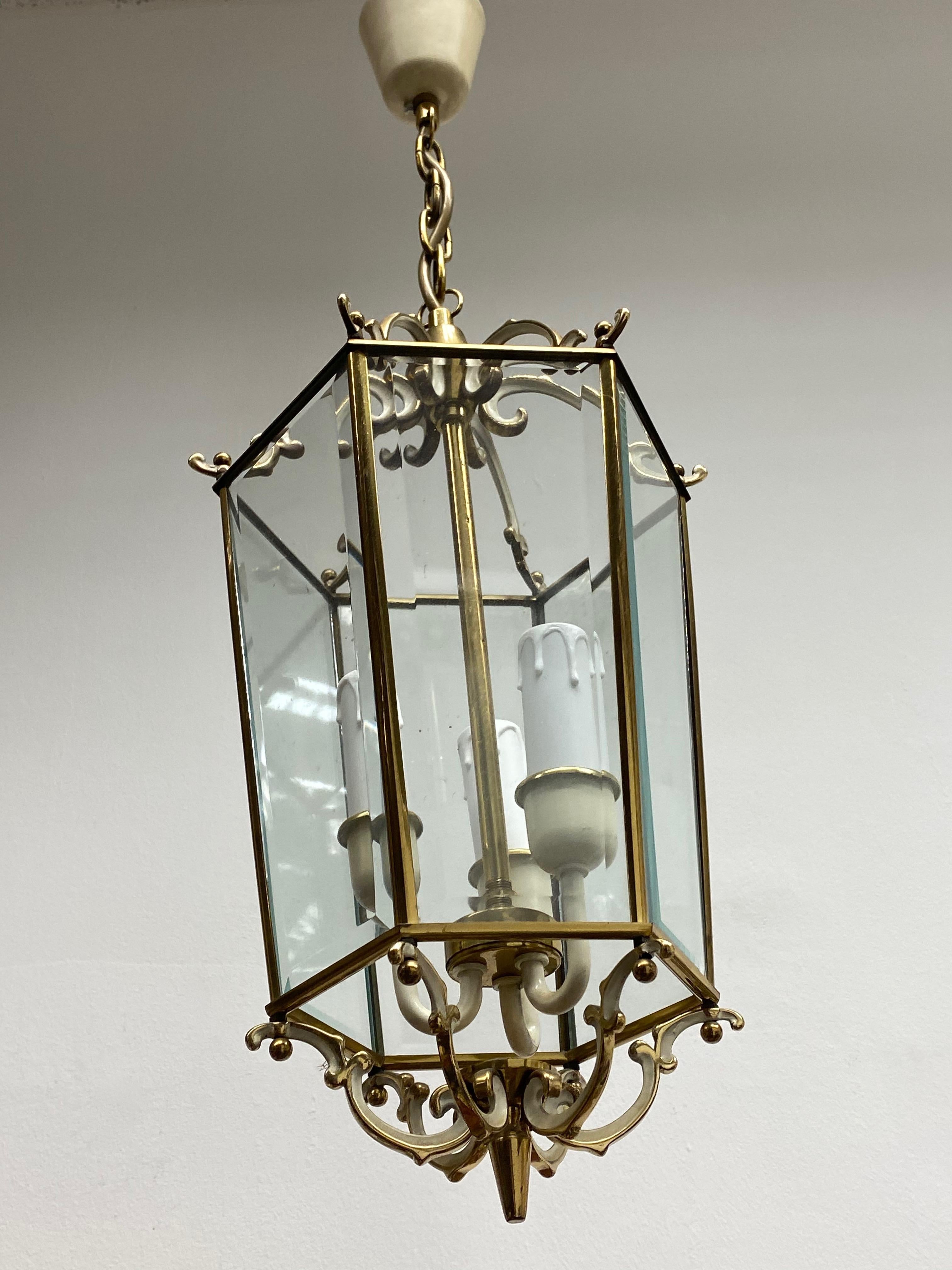 20th Century Tole Style 3-Light Hanging Lantern Light, German, 1960s For Sale 2