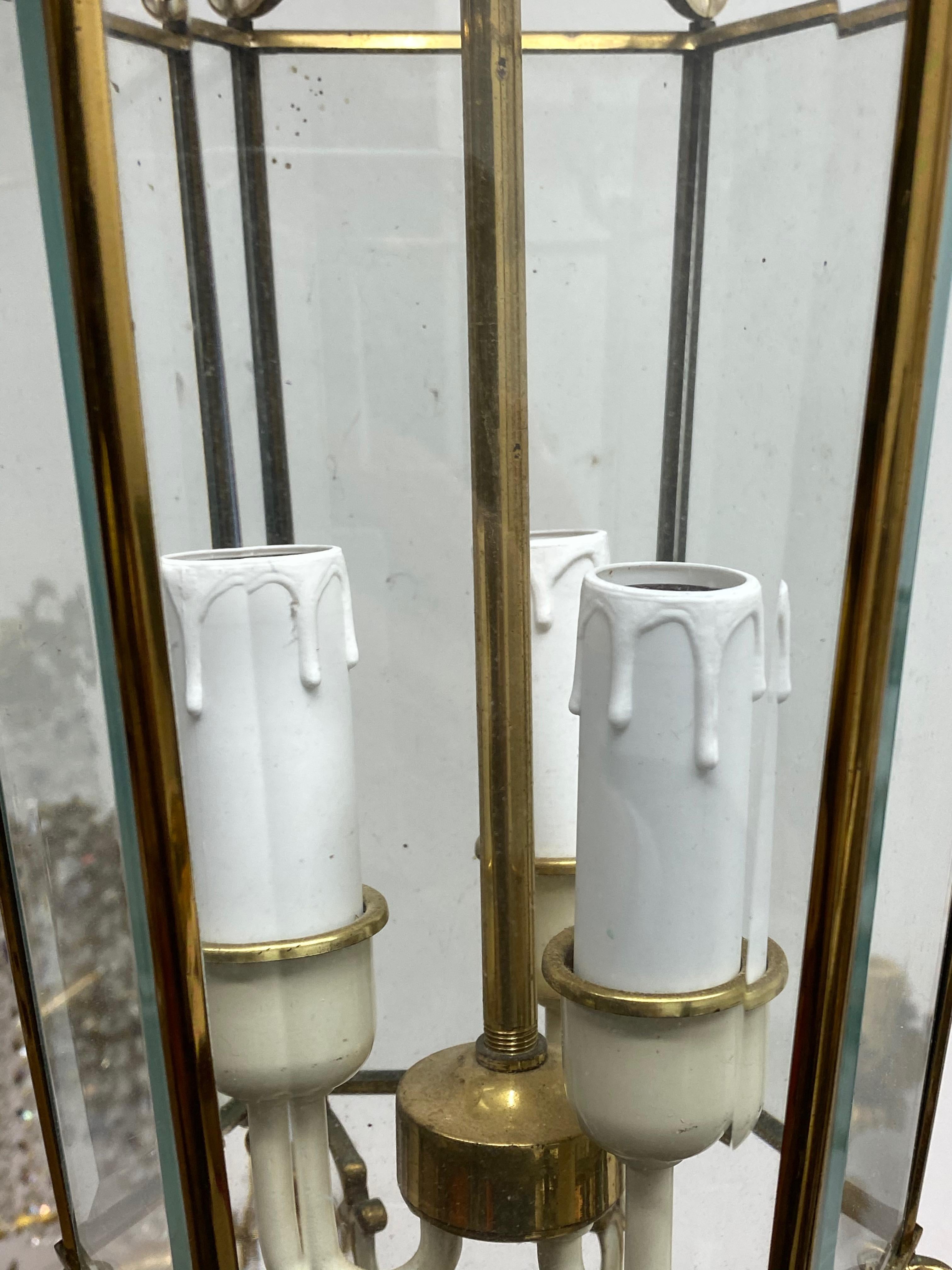 20th Century Tole Style 3-Light Hanging Lantern Light, German, 1960s For Sale 3