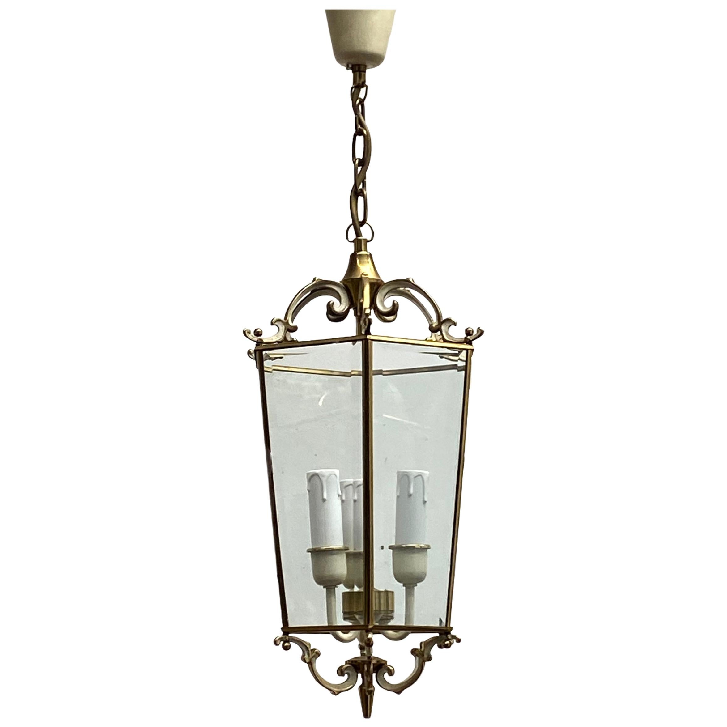 20th Century Tole Style 3-Light Hanging Lantern Light, German, 1960s For Sale