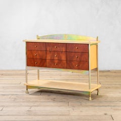 20th Century Toni Cordero Wood and Travertine Commode with Six Drawers