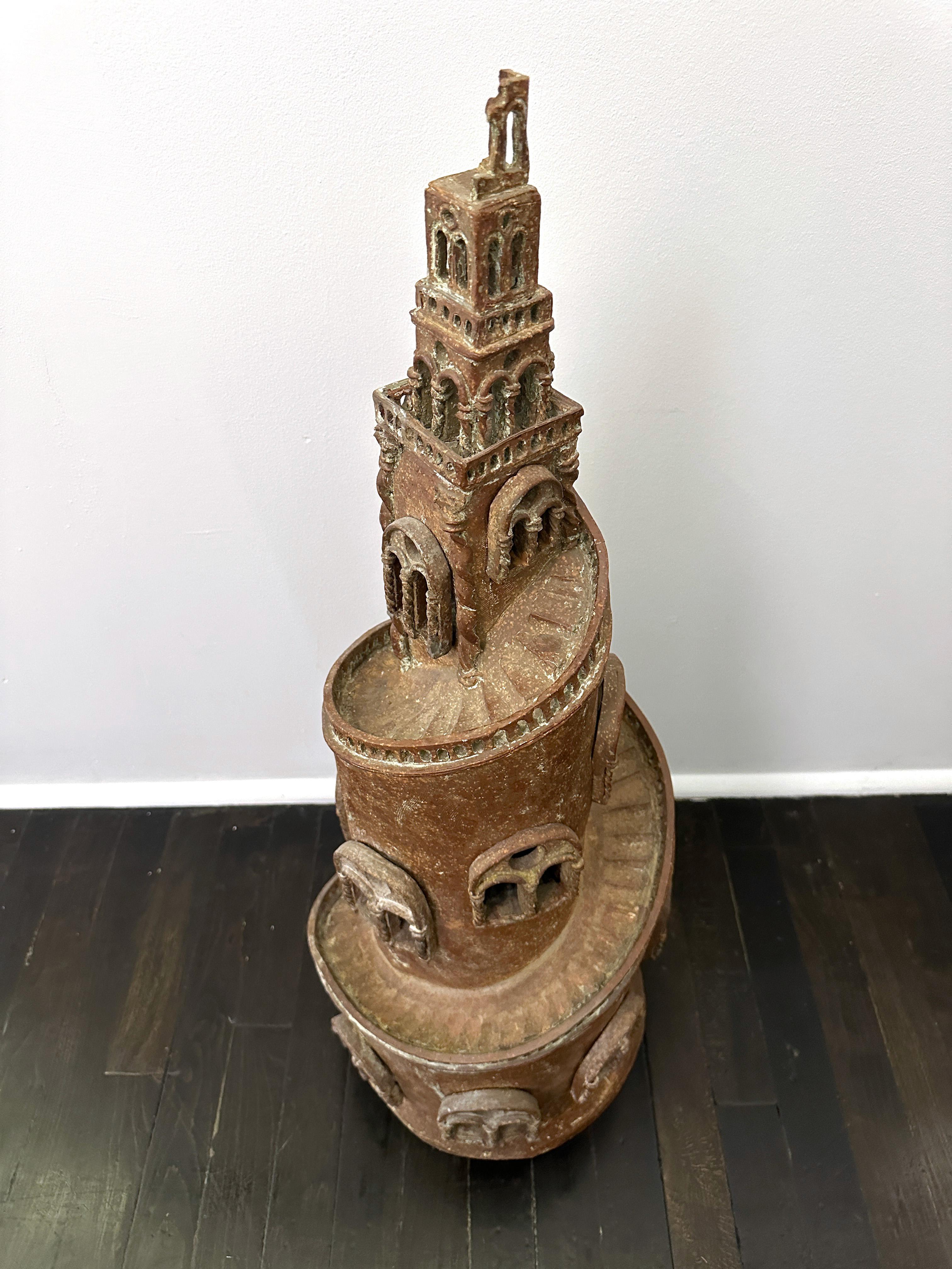 Hand-Carved 20th Century Tower of Babel Sculpture For Sale