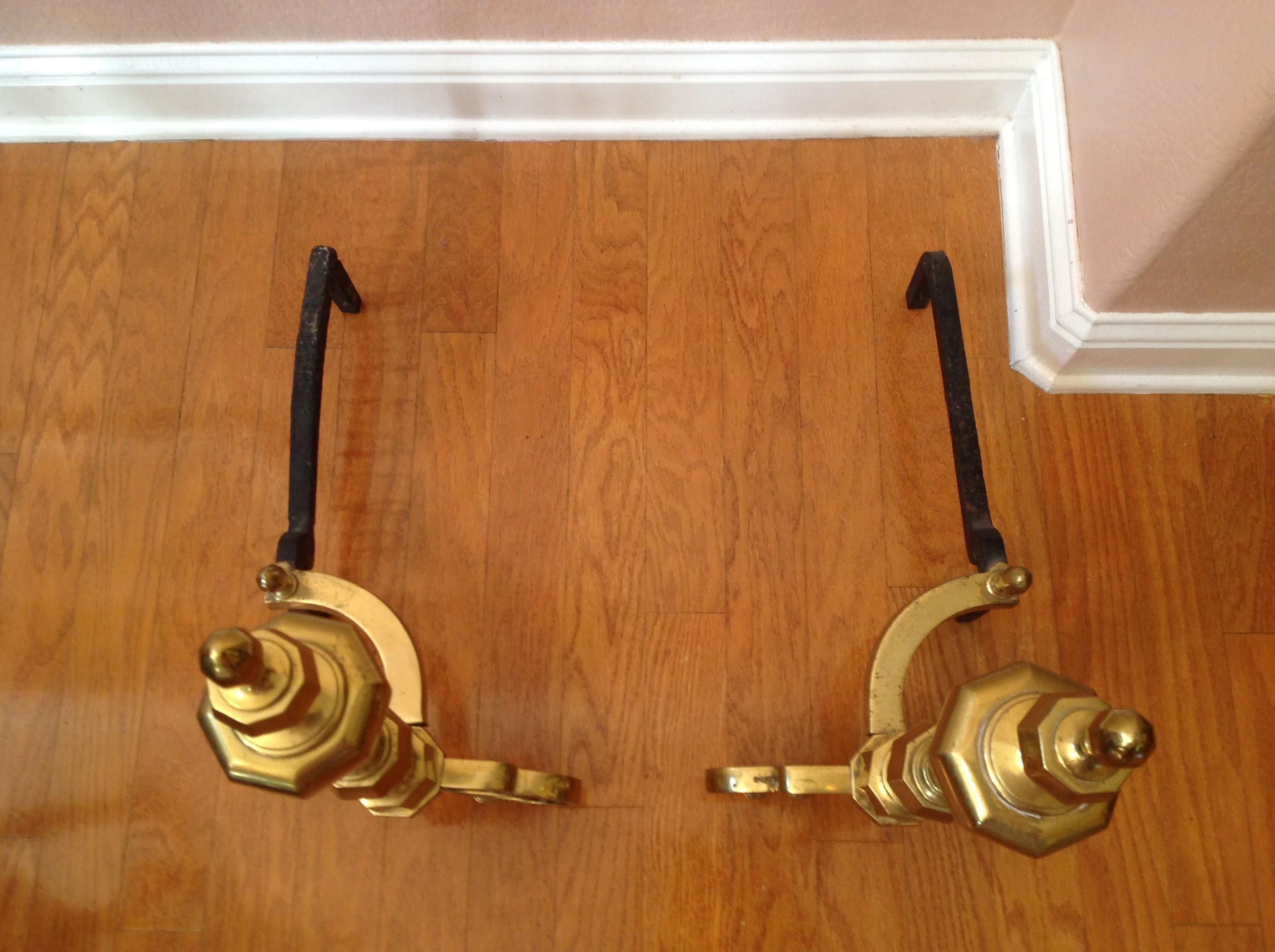 20th Century Traditional Brass Fireplace Andirons -- A Pair For Sale 7