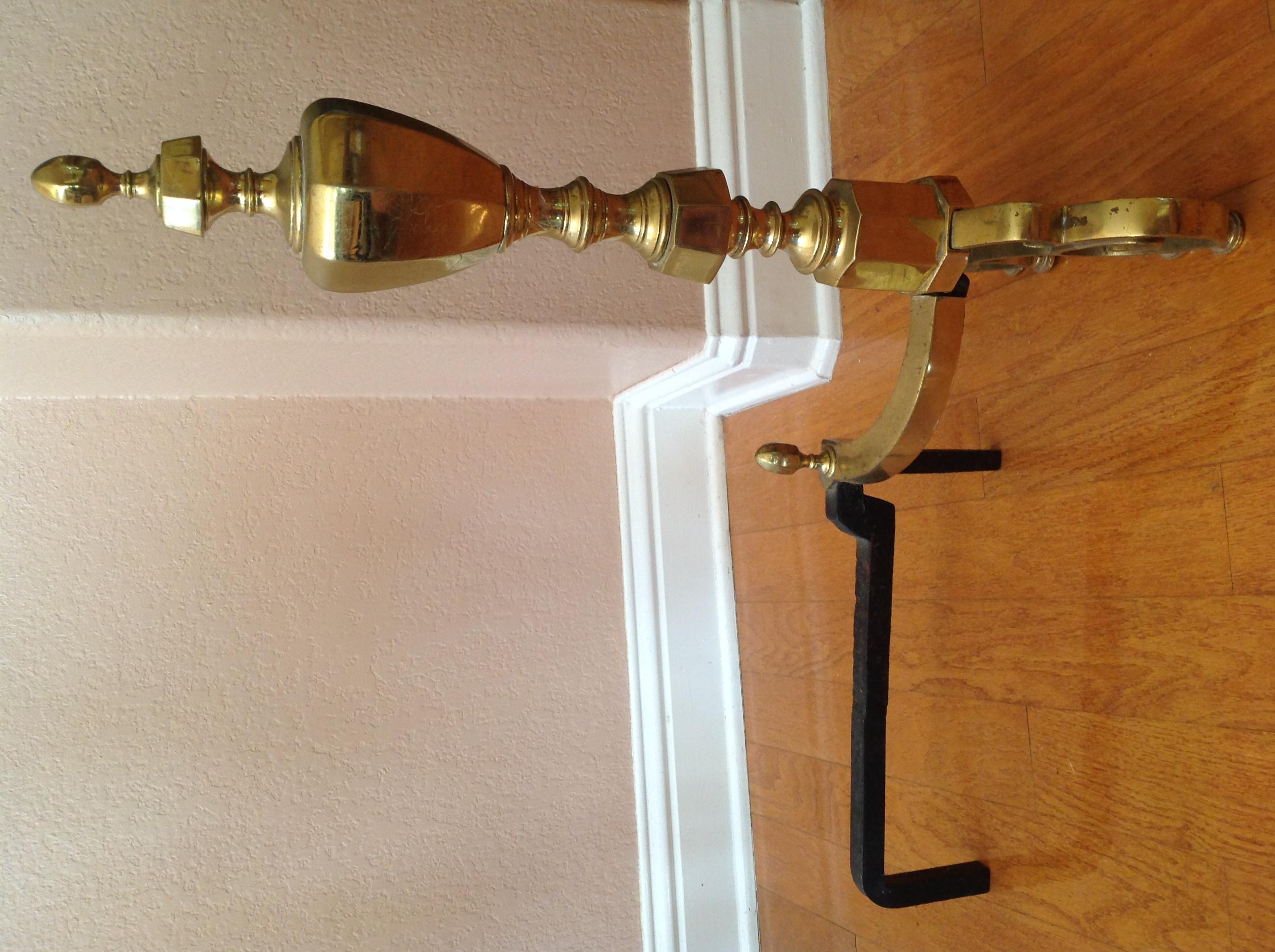 20th Century Traditional Brass Fireplace Andirons -- A Pair For Sale 4