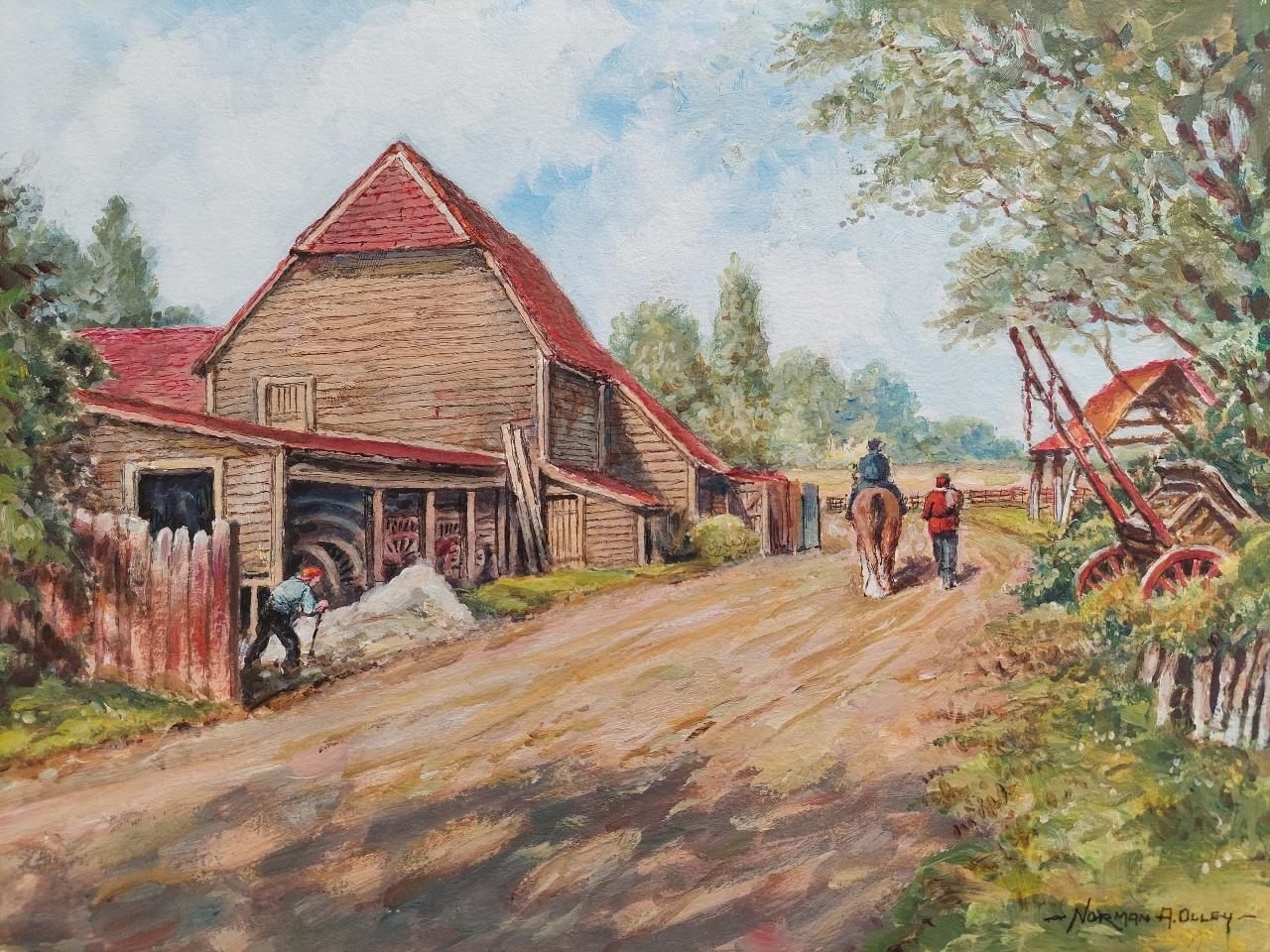 20th Century Traditional English Painting a Farm in Claygate, Surrey For Sale 2