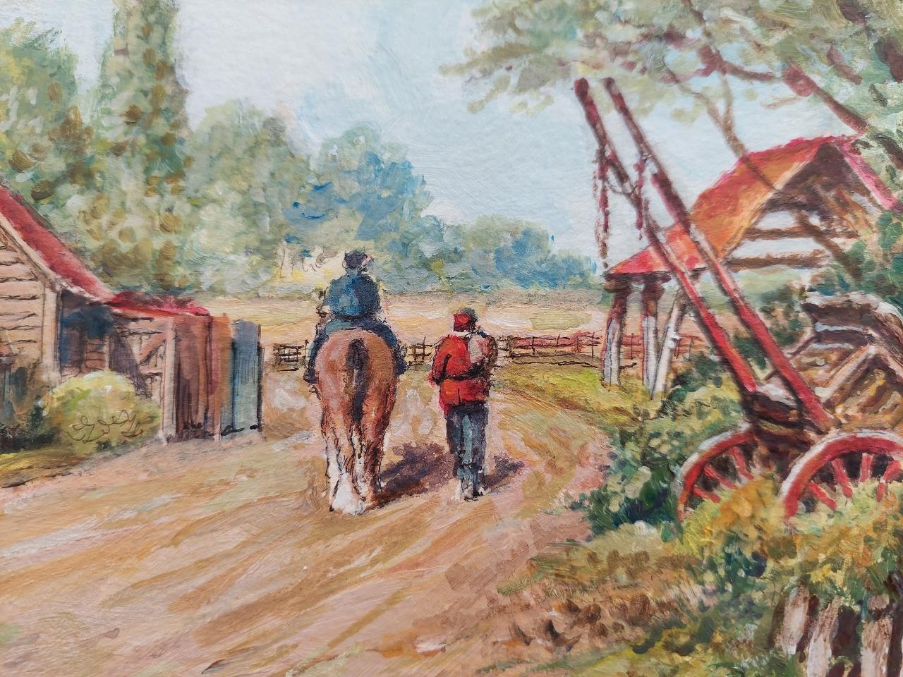 20th Century Traditional English Painting a Farm in Claygate, Surrey For Sale 4