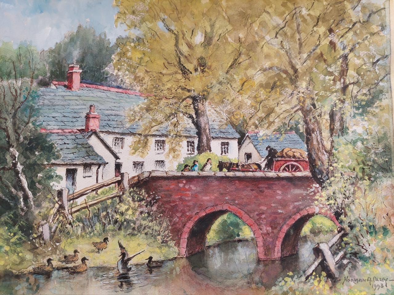 Traditionelles englisches Gemälde des 20. Jahrhunderts Derrington Mill Holsworthy Devon im Zustand „Gut“ im Angebot in Cirencester, GB