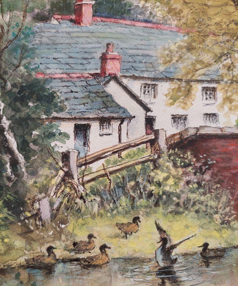 Traditionelles englisches Gemälde des 20. Jahrhunderts Derrington Mill Holsworthy Devon (Sonstiges) im Angebot