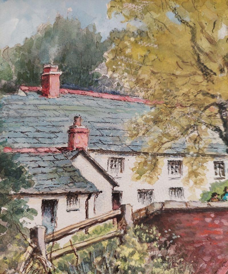 Traditionelles englisches Gemälde des 20. Jahrhunderts Derrington Mill Holsworthy Devon im Angebot 1