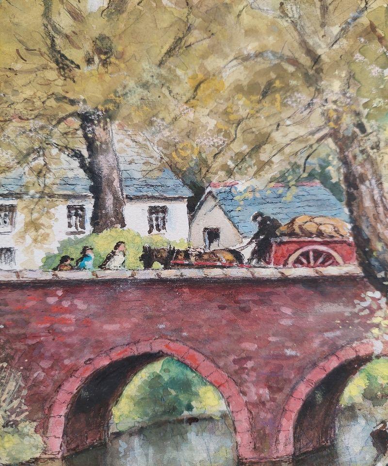 Traditionelles englisches Gemälde des 20. Jahrhunderts Derrington Mill Holsworthy Devon im Angebot 2
