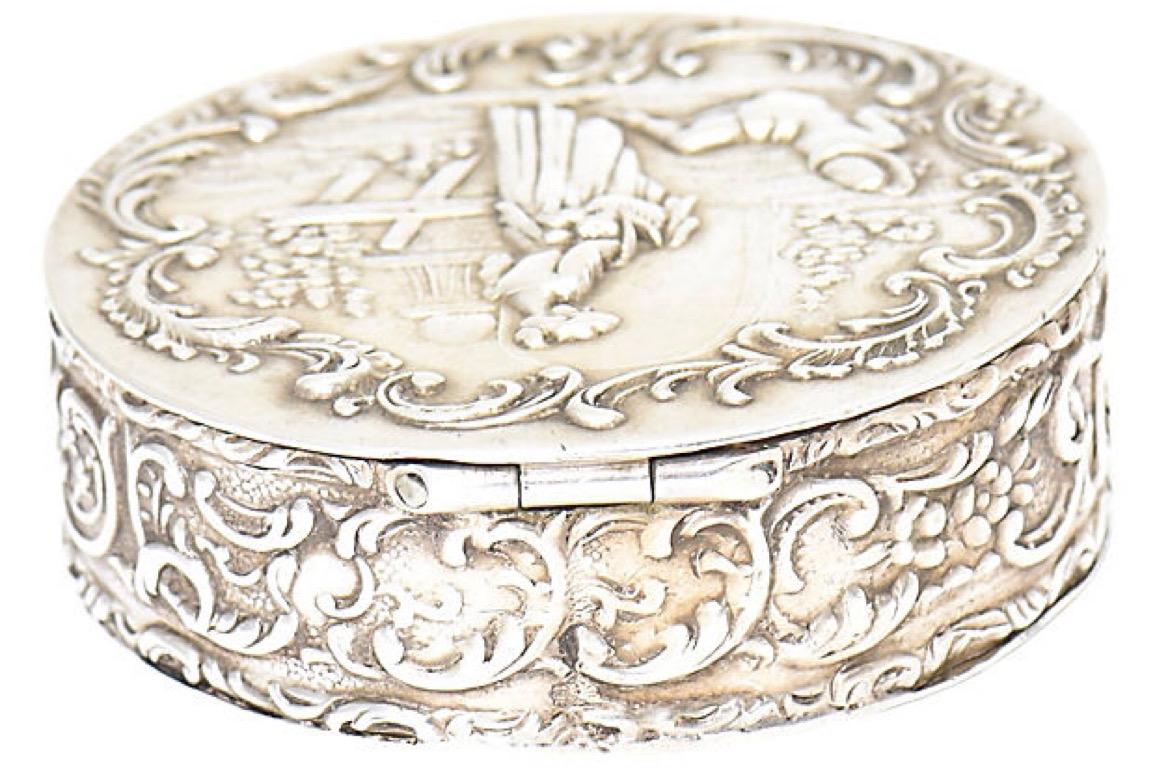20th Century Traditional German Silver Repoussé Trinket Box 4