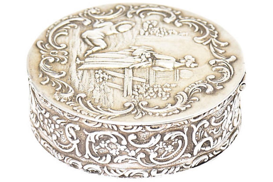 20th Century Traditional German Silver Repoussé Trinket Box 5