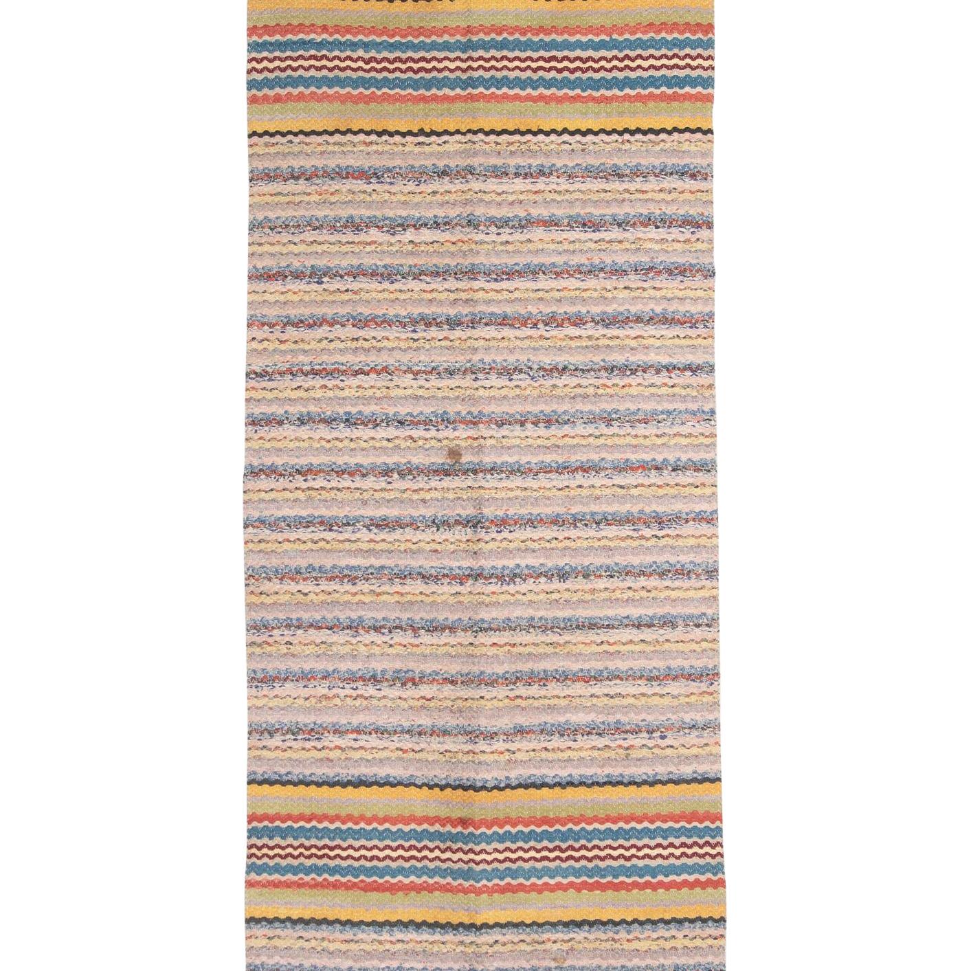 Traditional 20th Century Swedish rug in blue,pink,green and yellow. 
Circa 1950. 