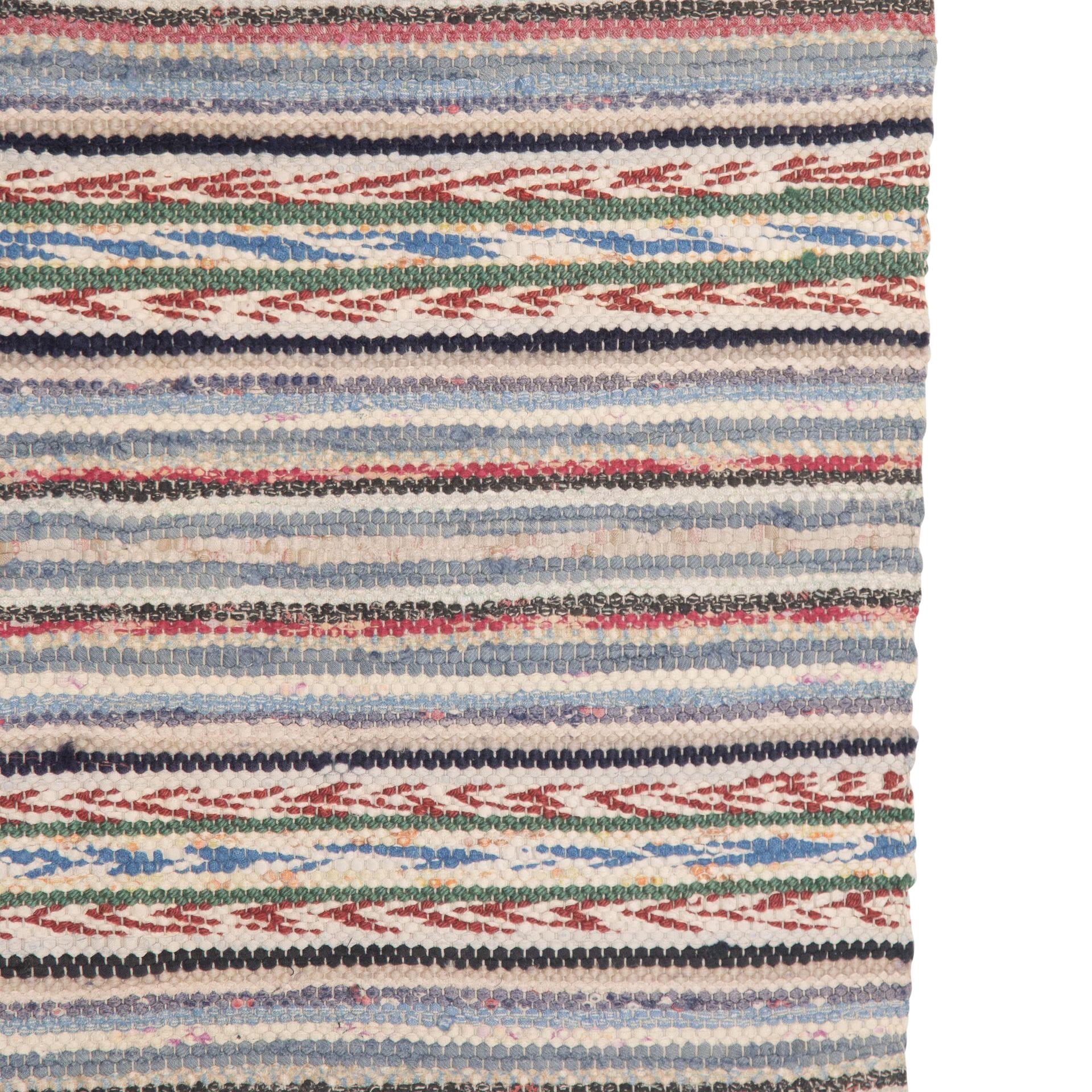 Traditioneller schwedischer Teppich des 20. Jahrhunderts, blau, grün und rosa. 