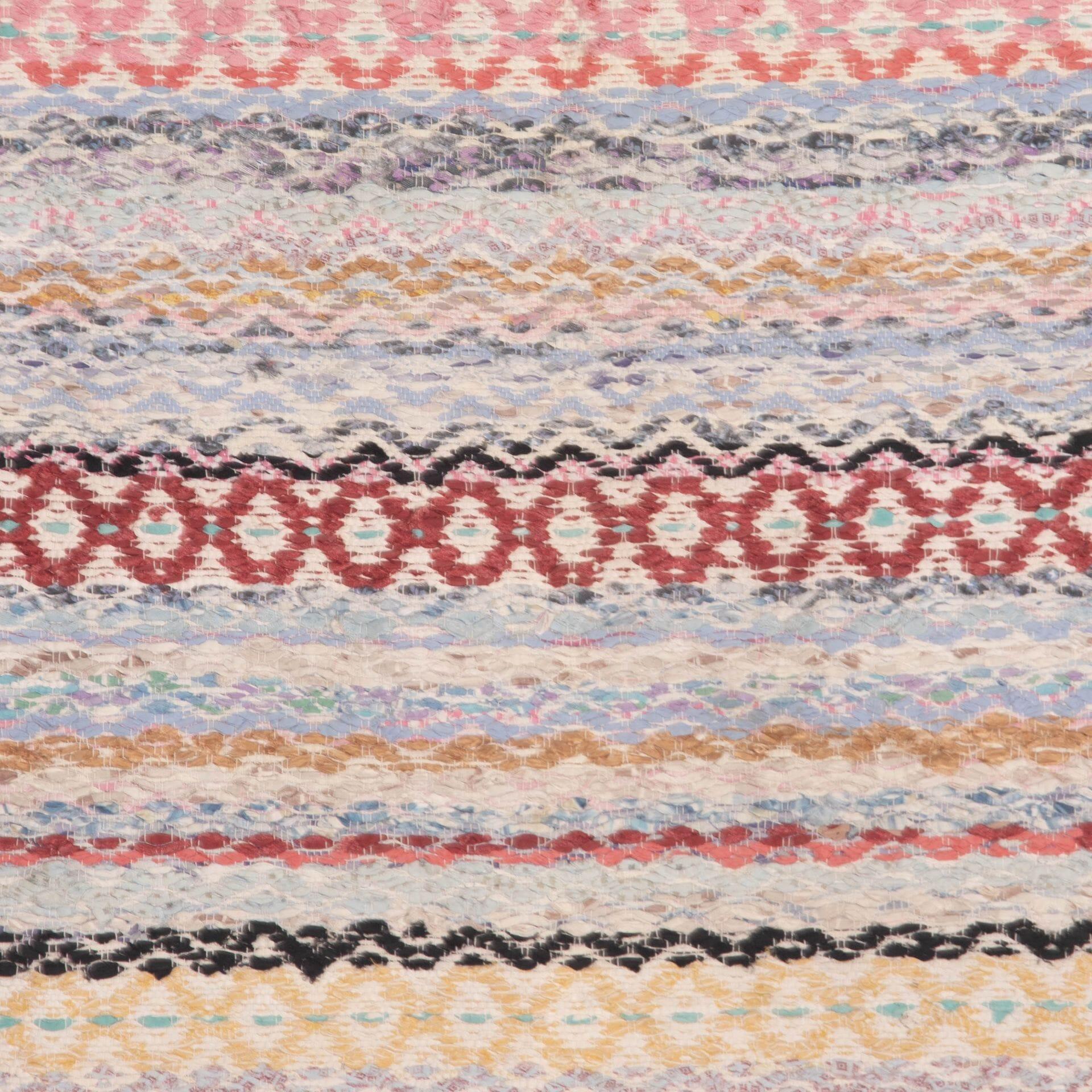 20th century traditional Swedish rug, blue, pink, mustard, red, black. 