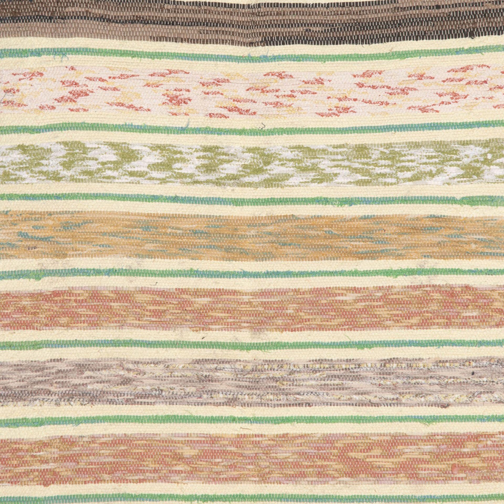 20th century traditional Swedish rug, green, brown, yellow, grey, pink.