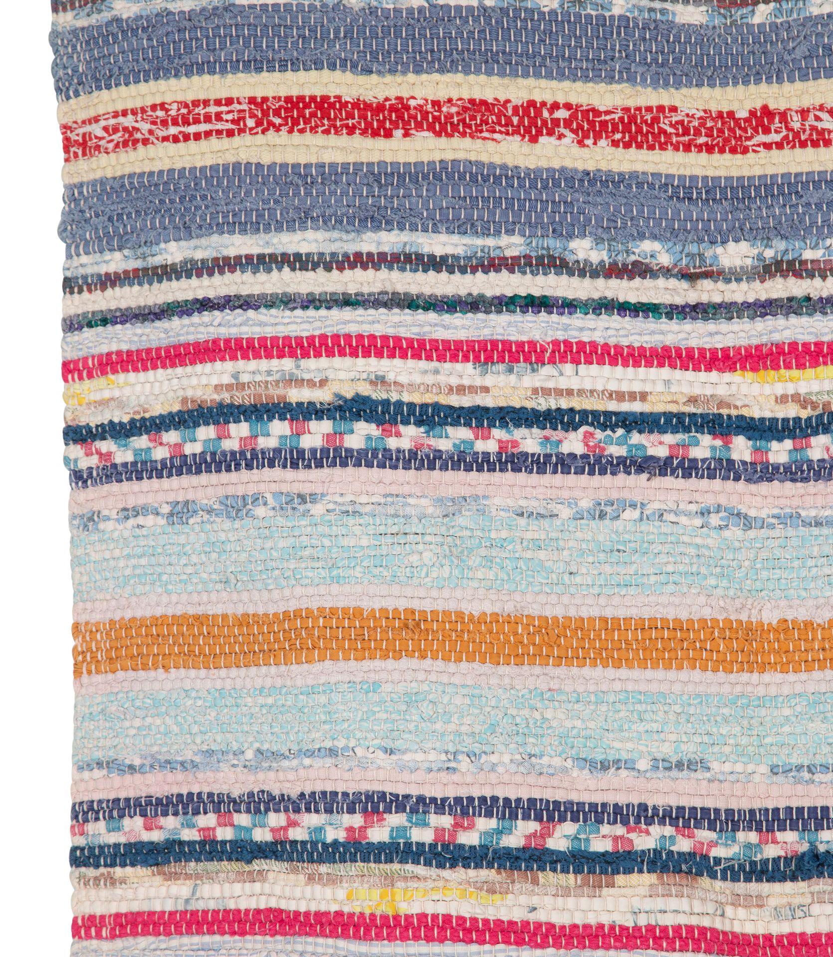 Tapis vintage suédois du 20e siècle en coton multicolore.    Vers 1950.      Sac 14 / Tapis 132