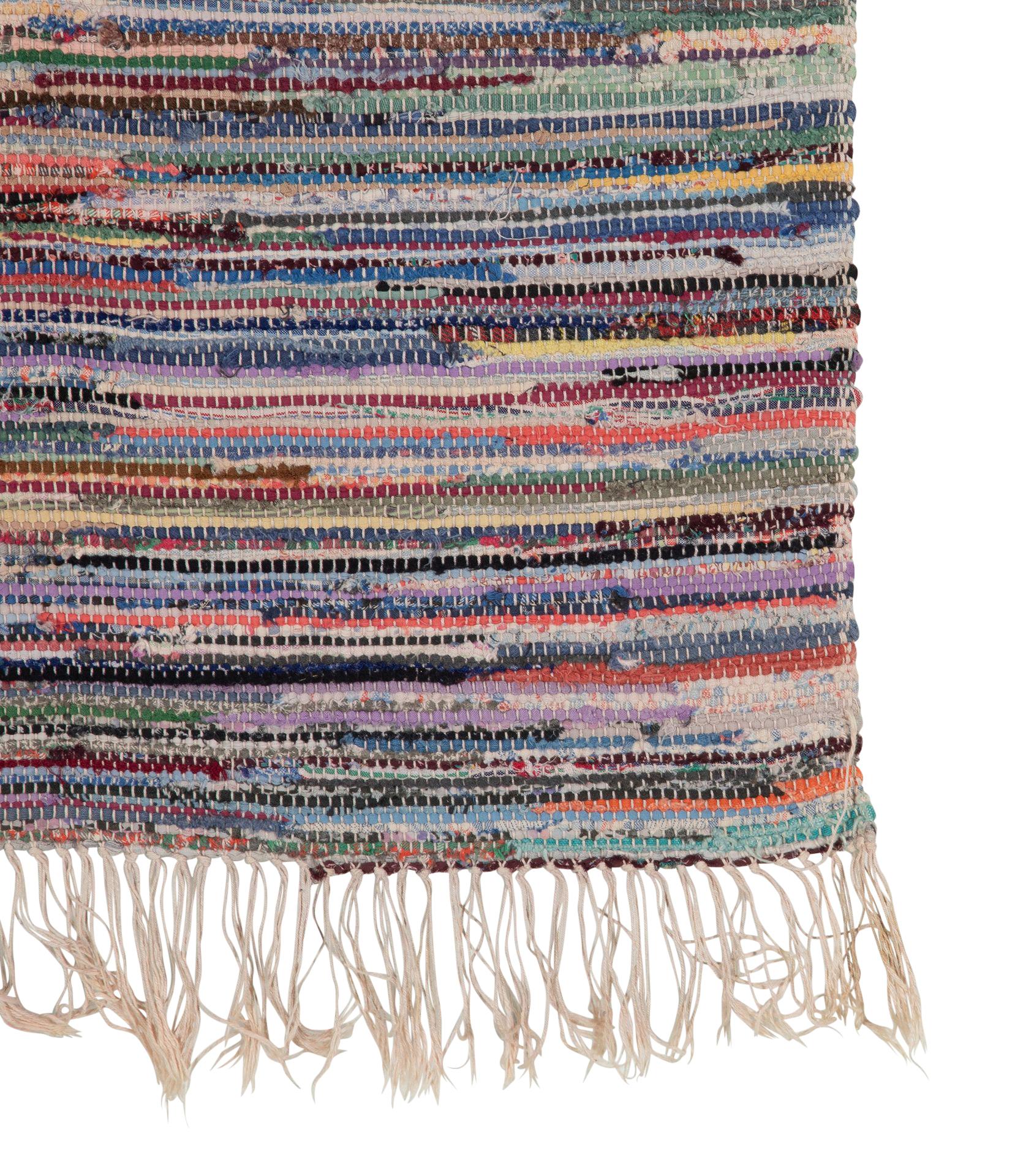 Tappeto svedese d'epoca del XX secolo in cotone multicolore.    Circa 1950.      Borsa 14 / Tappeto 139