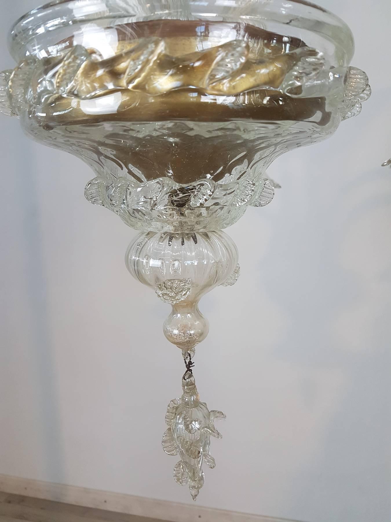20th Century Transparent Murano Glass Italian Chandelier 1