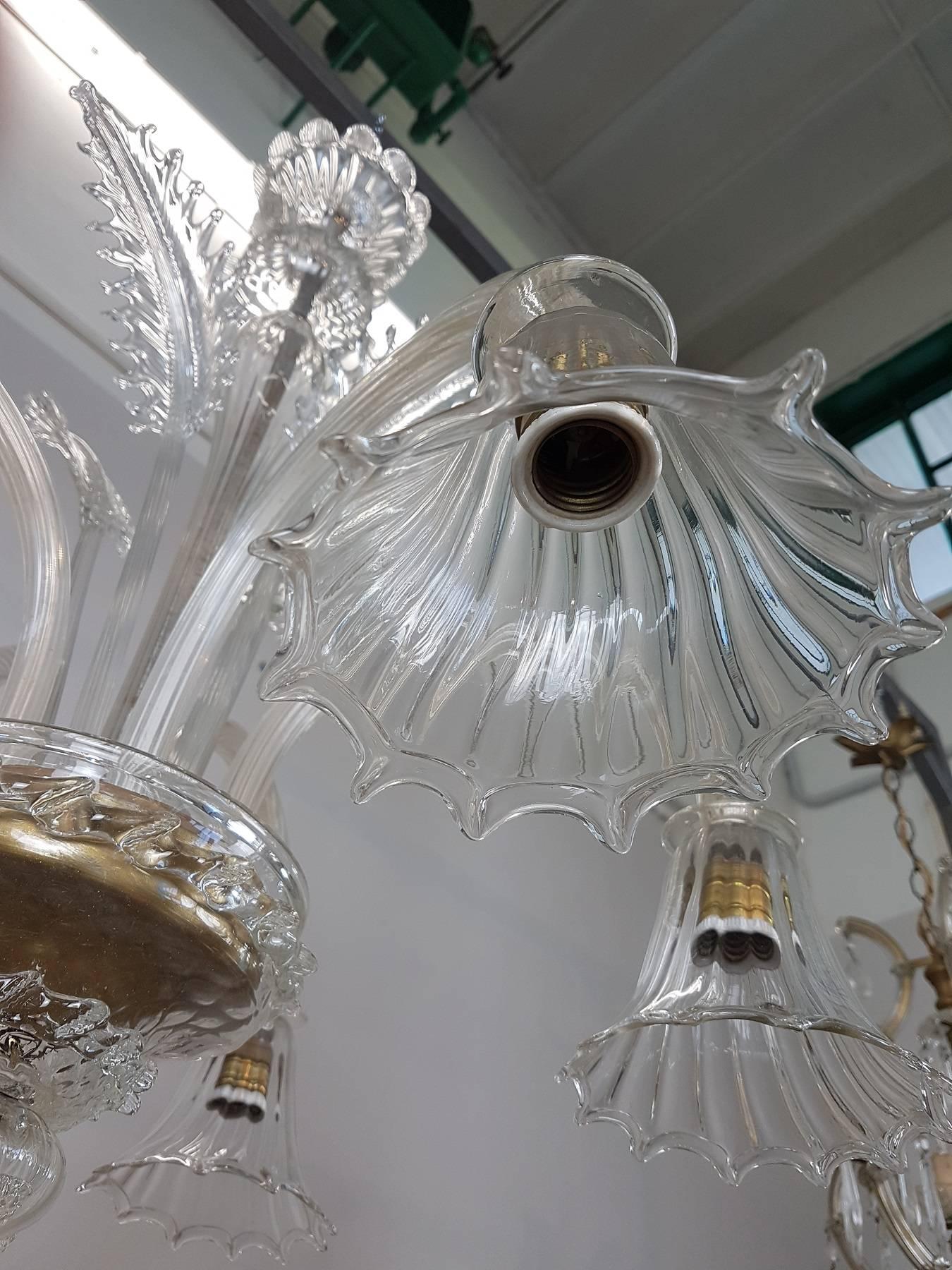 20th Century Transparent Murano Glass Italian Chandelier 5