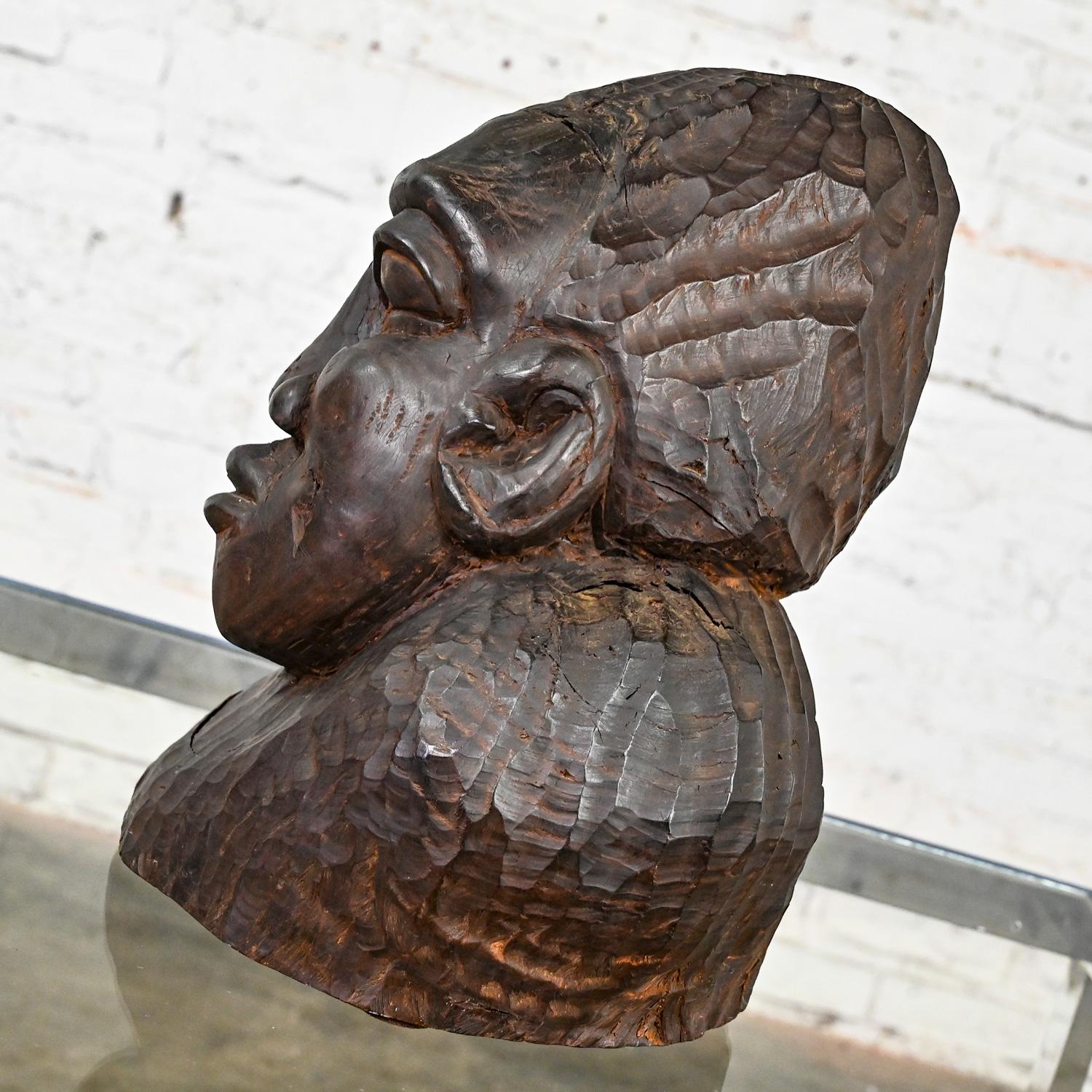 20th Century Tribal Figural Head Bust by David Tennant Hand Carved Ebony Wood   For Sale 6