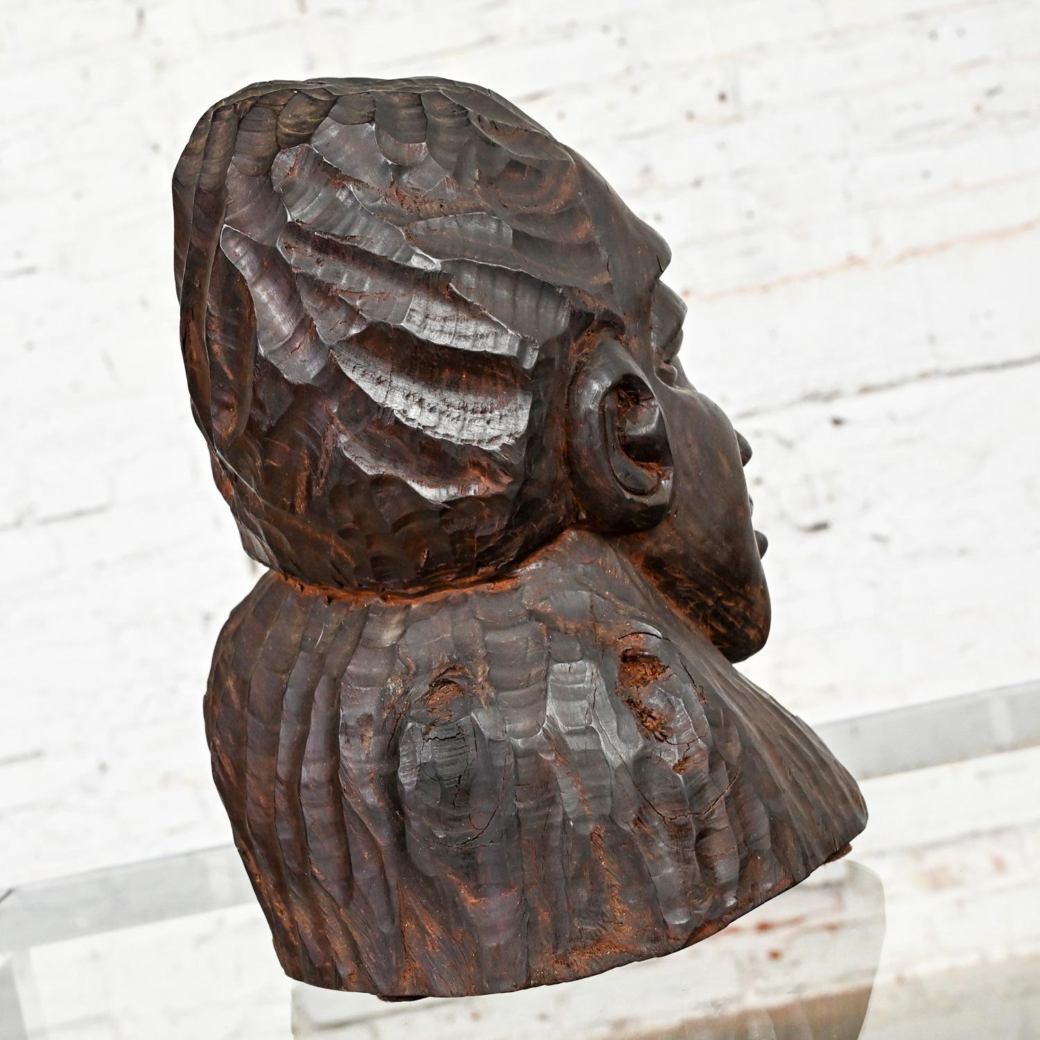 20th Century Tribal Figural Head Bust by David Tennant Hand Carved Ebony Wood   For Sale 8