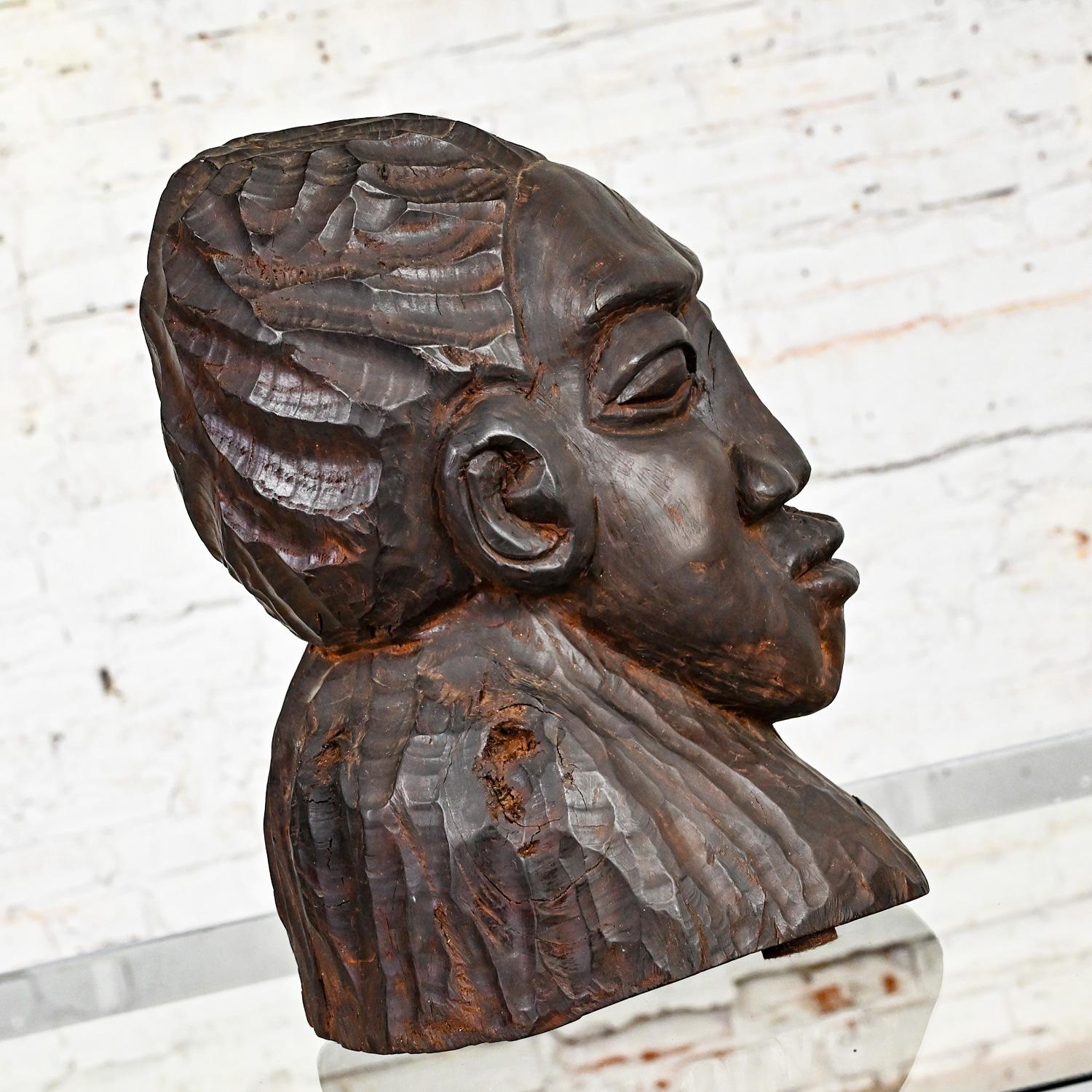 20th Century Tribal Figural Head Bust by David Tennant Hand Carved Ebony Wood   For Sale 9
