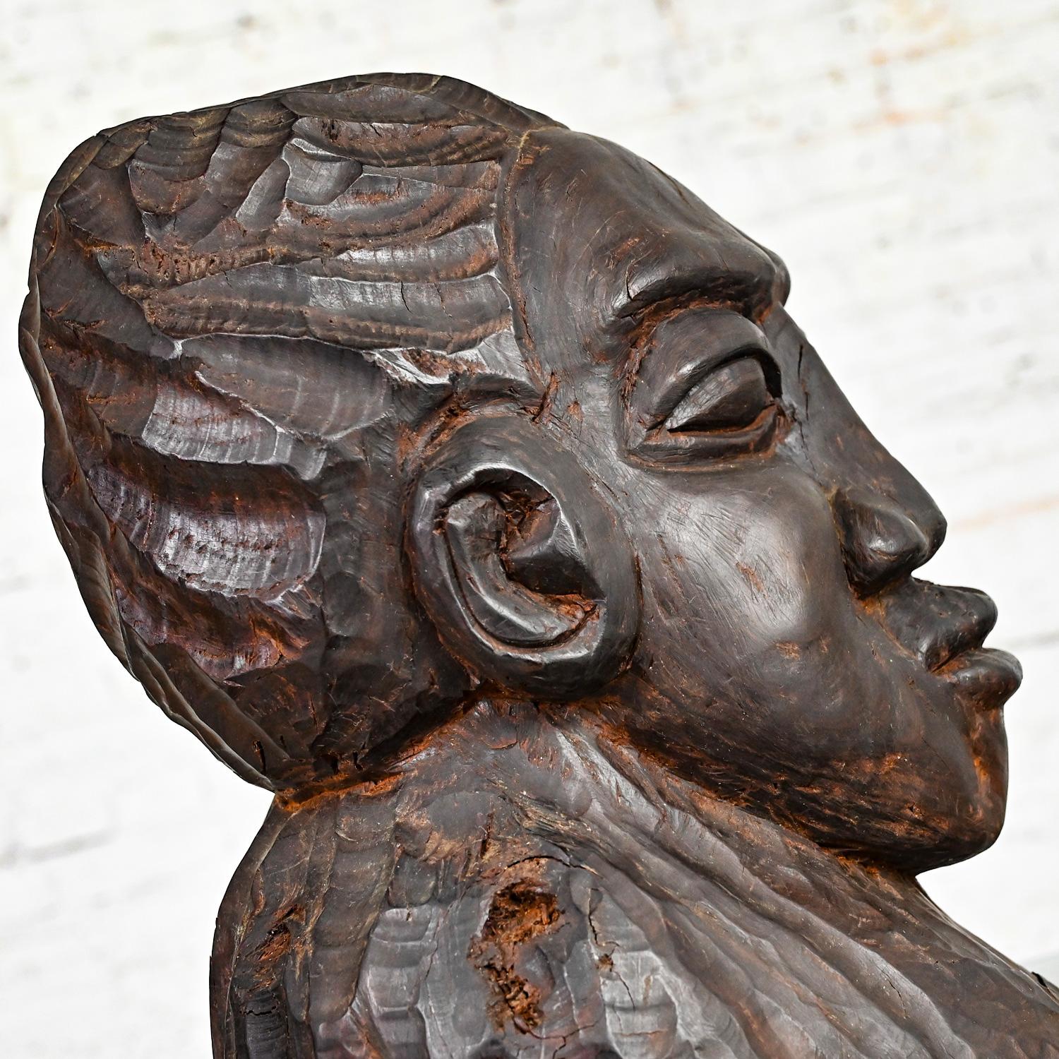 20th Century Tribal Figural Head Bust by David Tennant Hand Carved Ebony Wood   For Sale 10