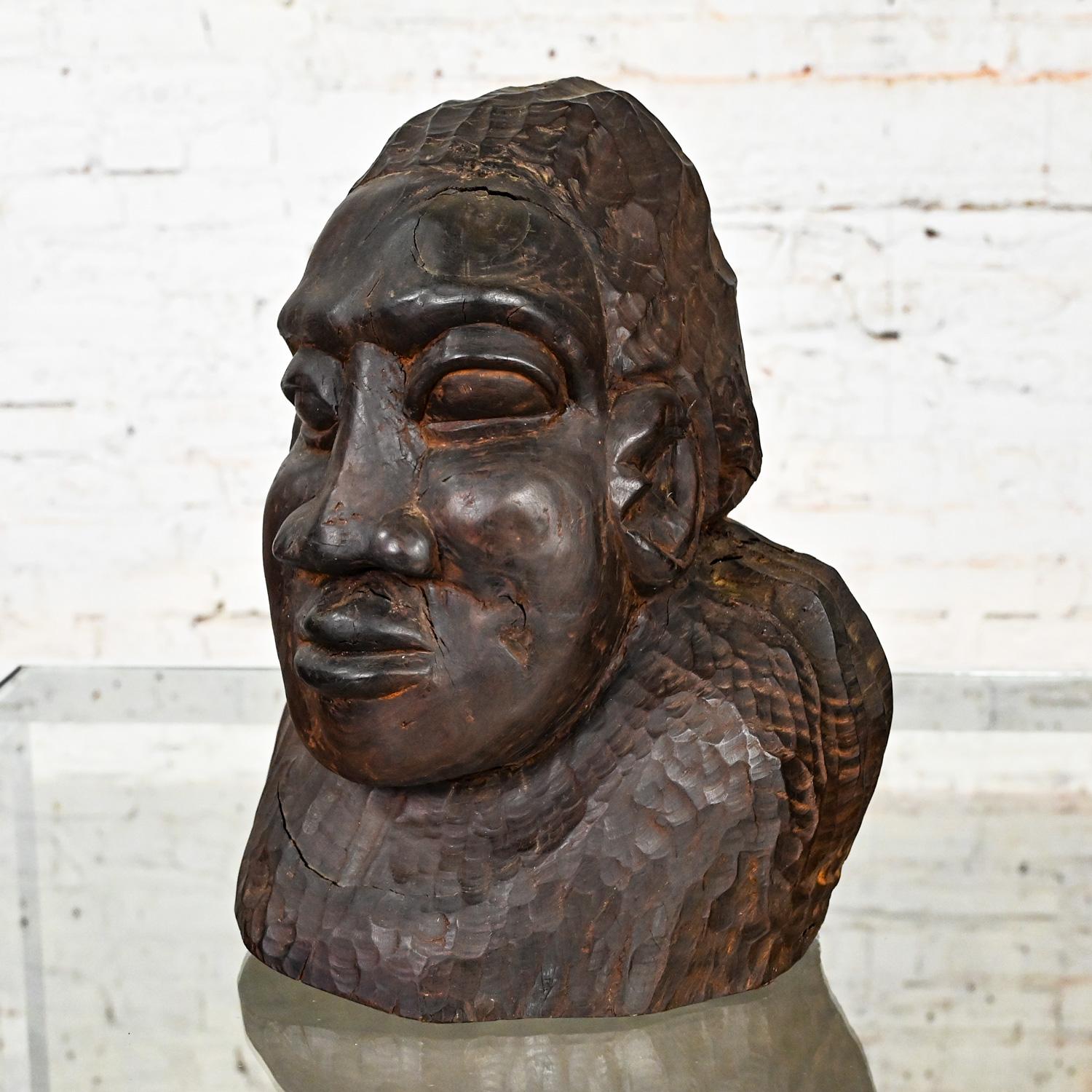 20th Century Tribal Figural Head Bust by David Tennant Hand Carved Ebony Wood   For Sale 1