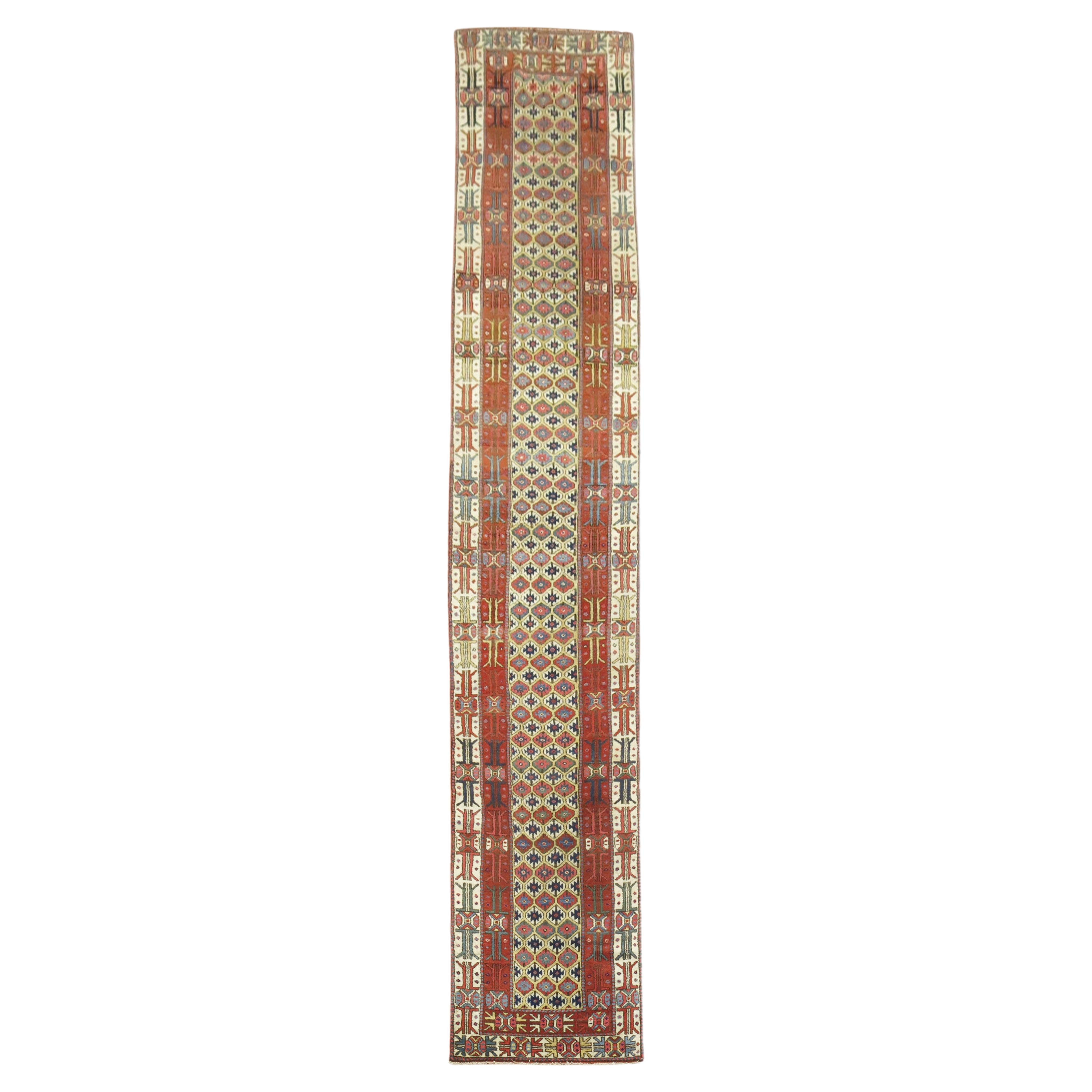 Geometrischer antiker persischer kurdischer Stammesläufer des 20. Jahrhunderts im Angebot