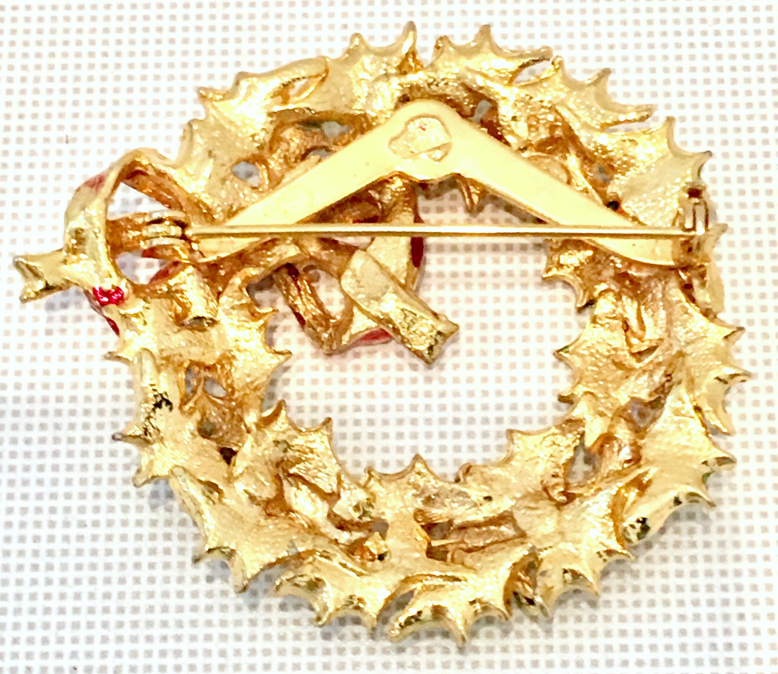 20th Century Trio Of Gold & Austrian Crystal Christmas Theme Brooches For Sale 13