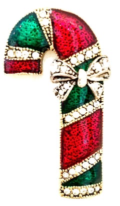 20th Century Trio Of Gold & Austrian Crystal Christmas Theme Brooches