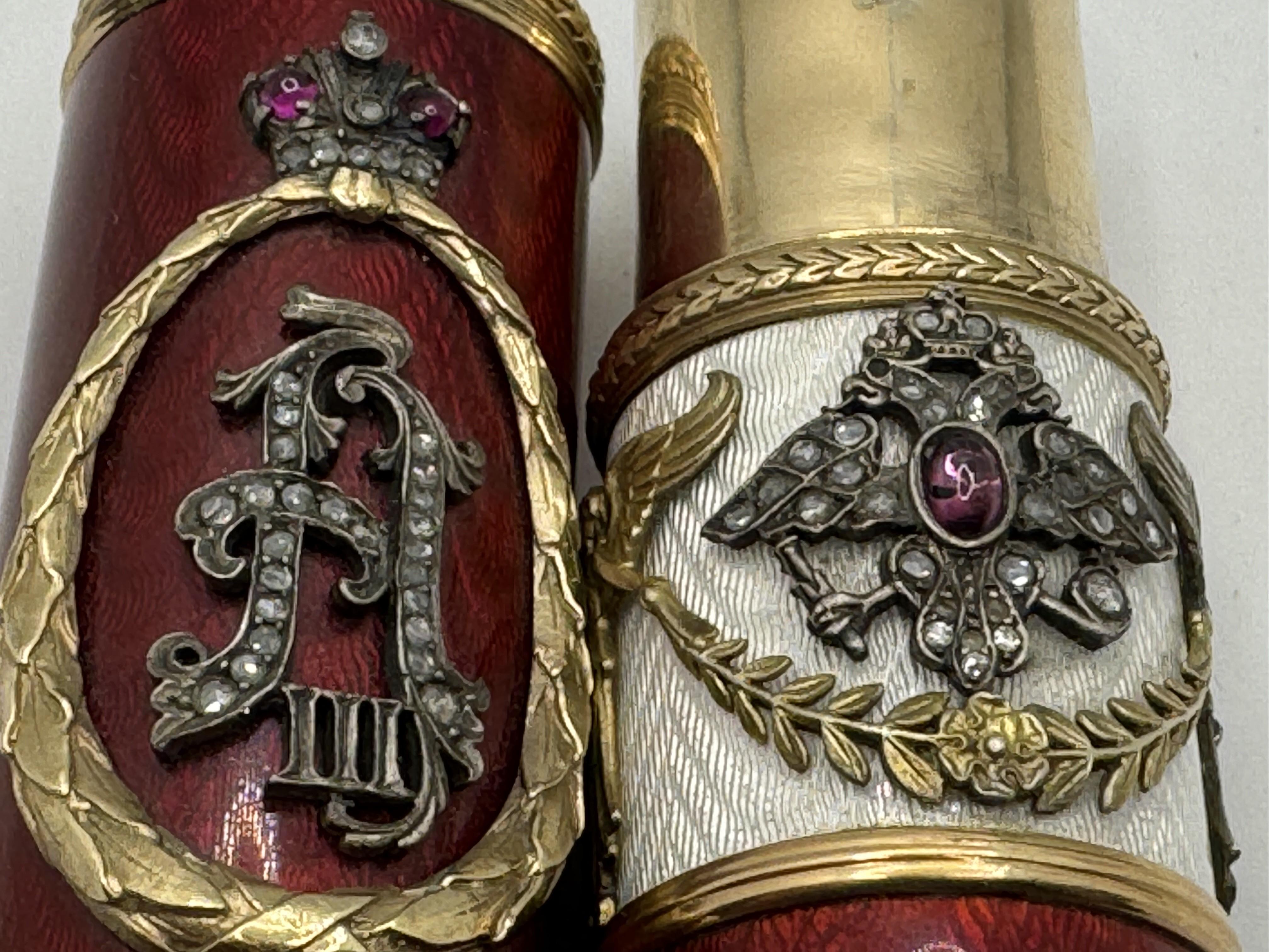 Porte-cigare tubulaire en émail guilloché ciselé d'or du début du 20e siècle en vente 5