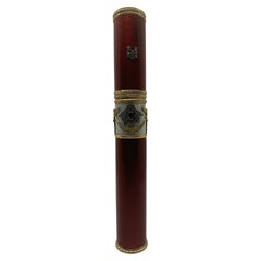 Early 20th Century Tubular Gold Chased Guilloche Enamel Cigar Holder