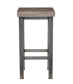 20th century tubular steel lamp table with marble top