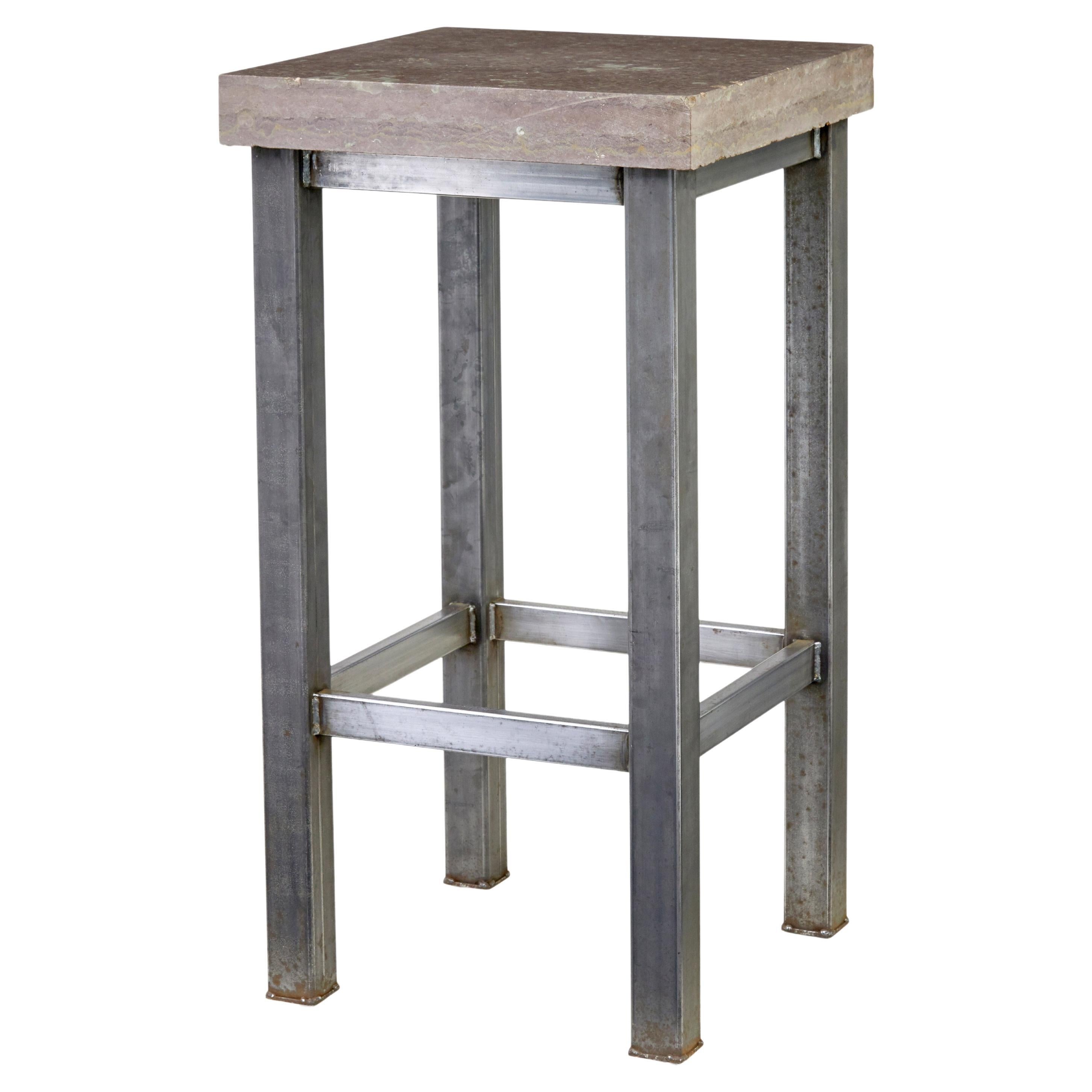 20th Century tubular steel lamp table with marble top For Sale