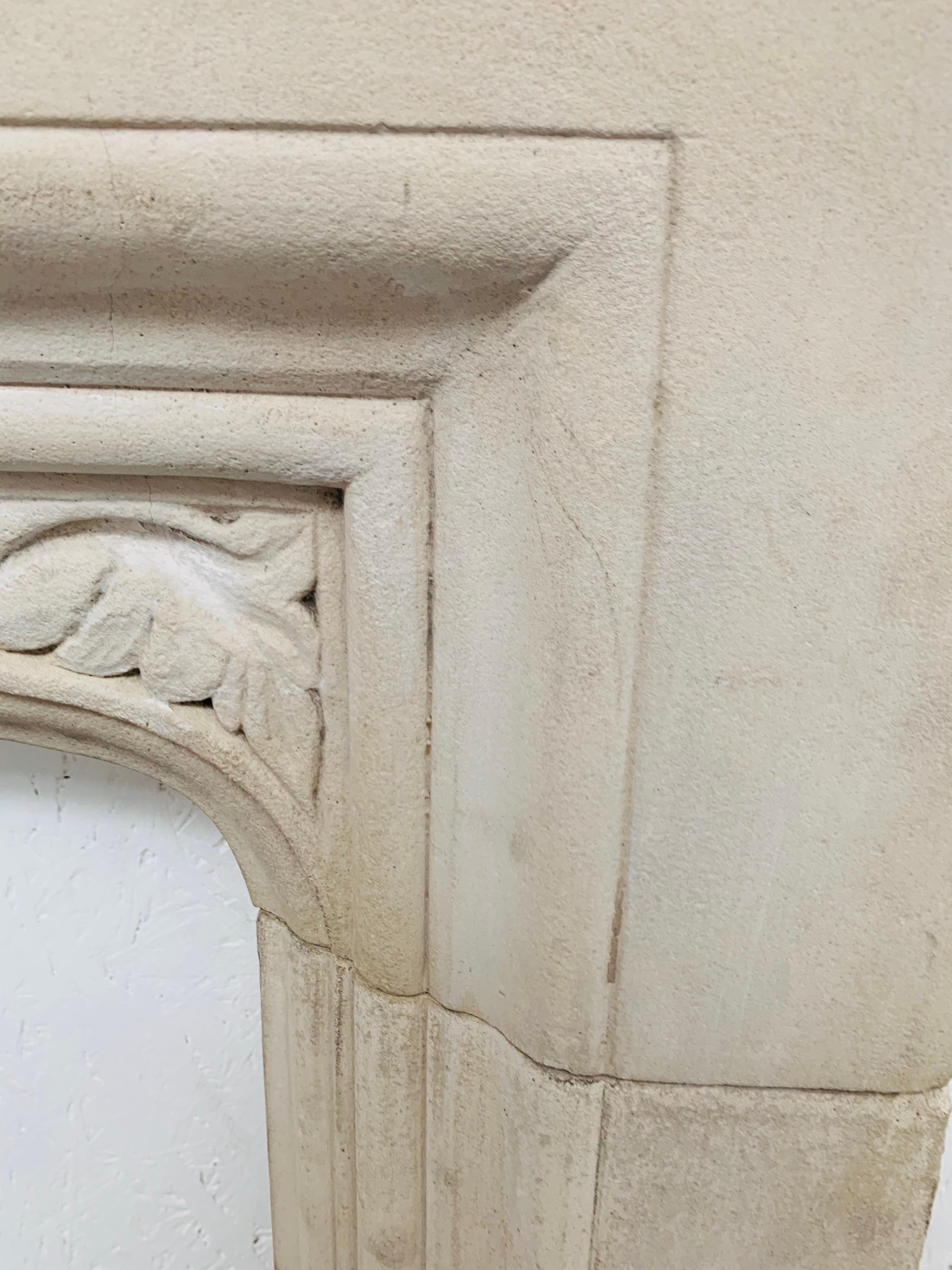 20th Century Tudor Style Limestone Fireplace Mantelpiece 6