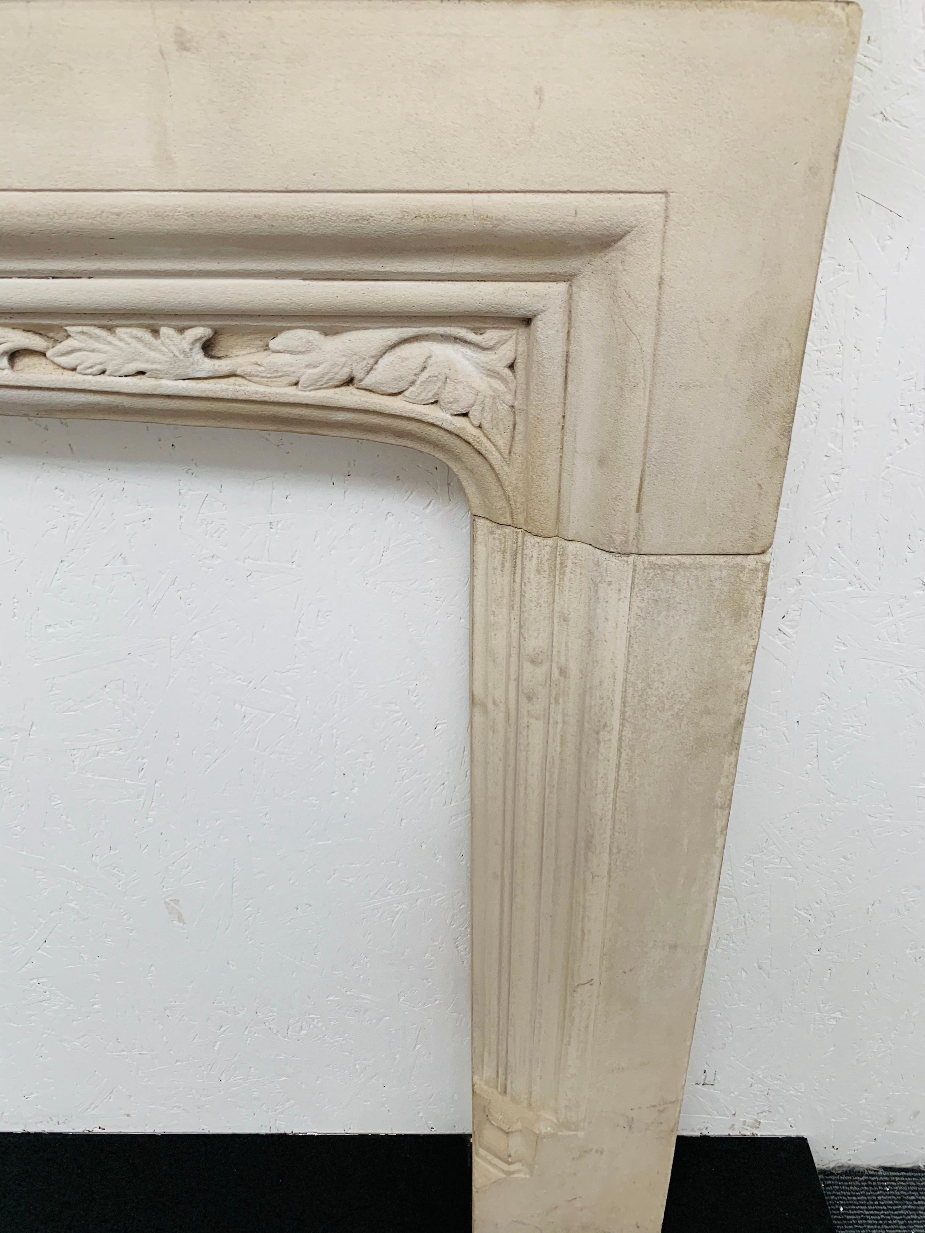 20th Century Tudor Style Limestone Fireplace Mantelpiece 12