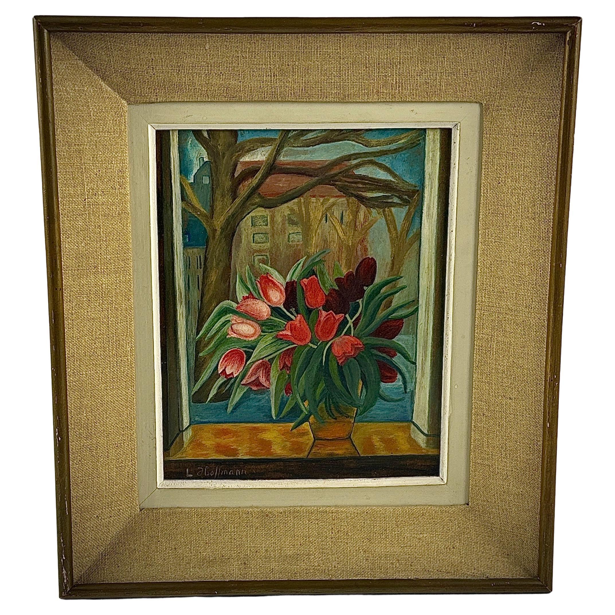 20e siècle "Tulipes à l'huile" sur panneau Par L. Hoffmann en vente