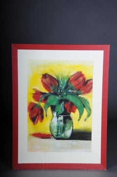 20th Century Tulips still life "Ephemeral Beauty) Pastel on paper, signed Ugur