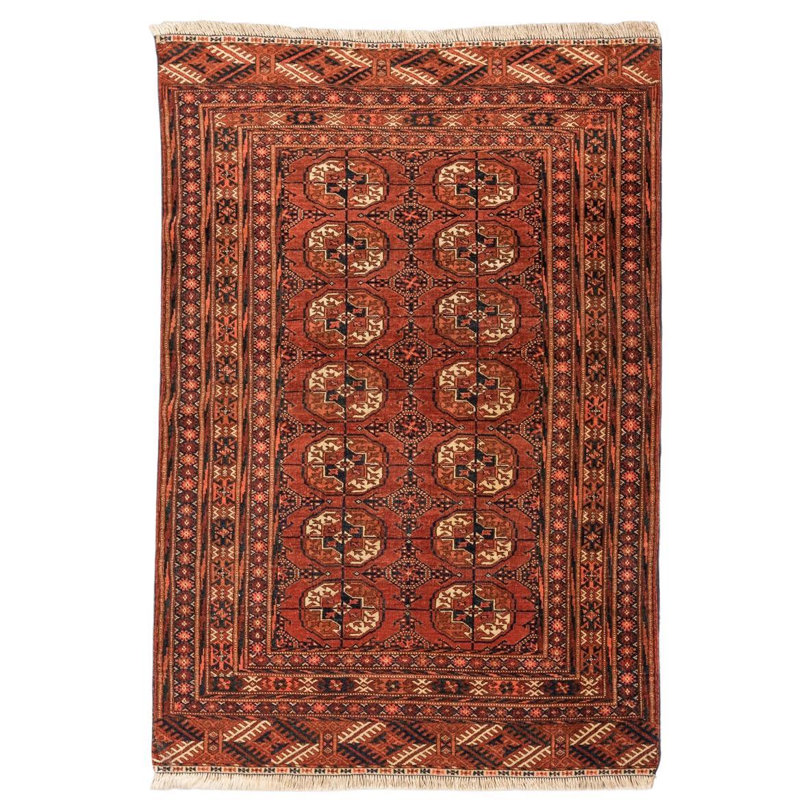 Turkestanischer Wollteppich des 20. Jahrhunderts, Tekke, „Guls“, klassischer Teppich, ca. 1920. 1,50 x 1,00 m im Angebot