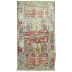 20th Century Turkish Anatolian Throw Scatter Soft Red Green Tribal Rug